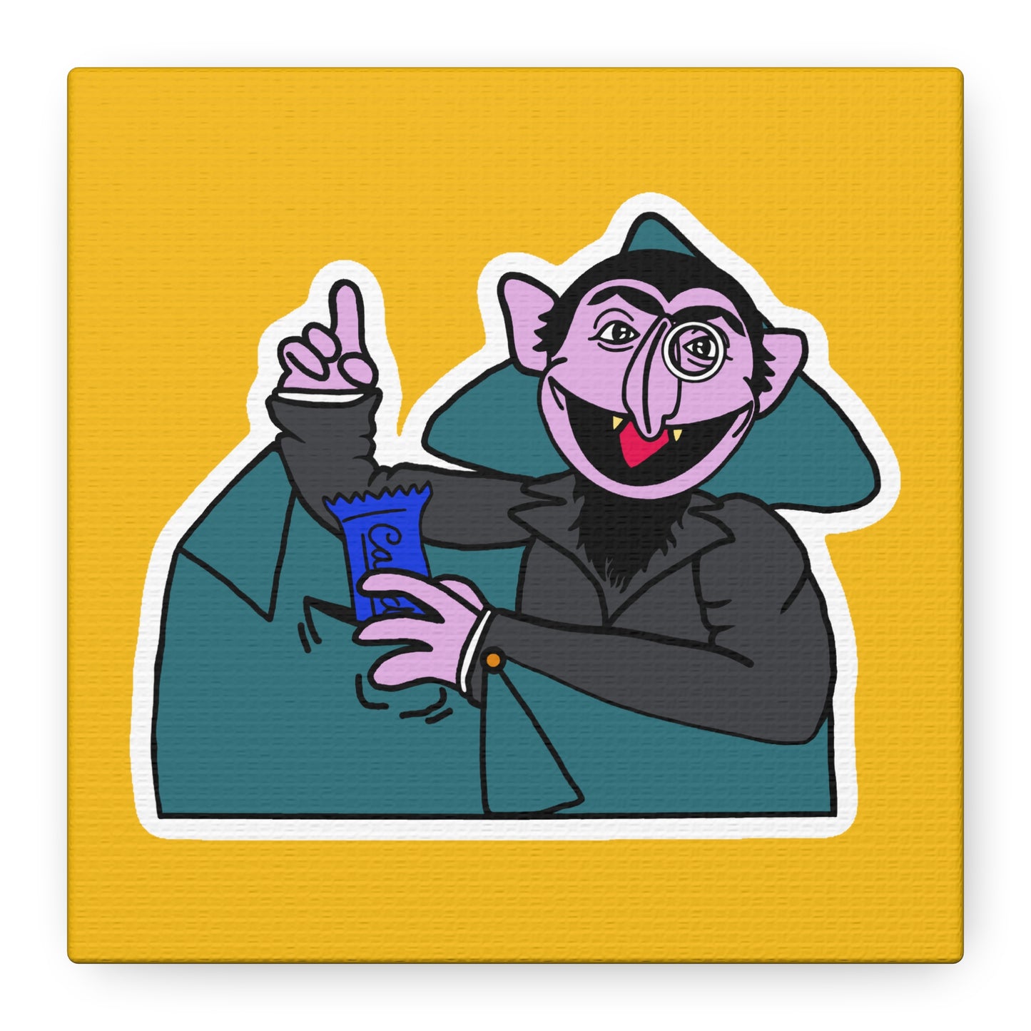 The Count Stealing Candy Canvas Print Yellow - Sesame Street The Count Parody Art