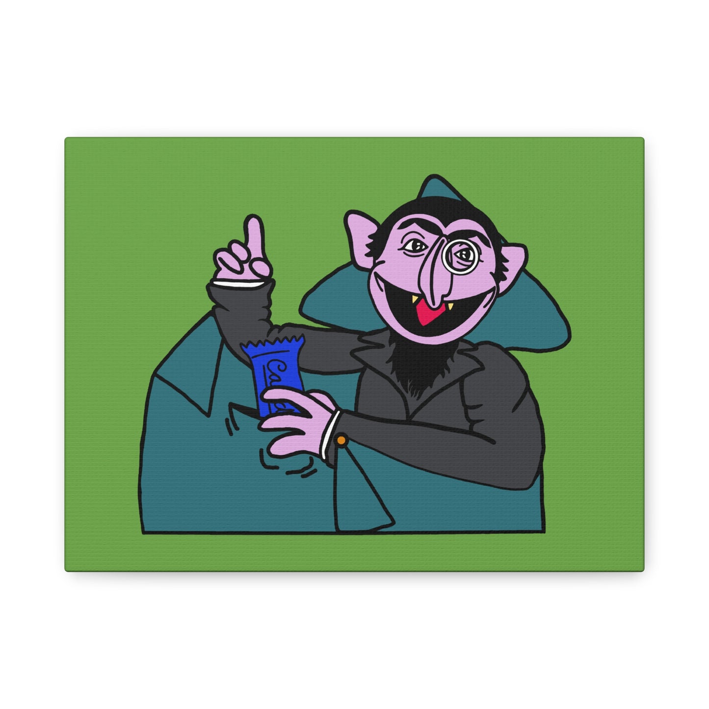 The Count Stealing Candy Canvas Print Green - Sesame Street The Count Parody Art