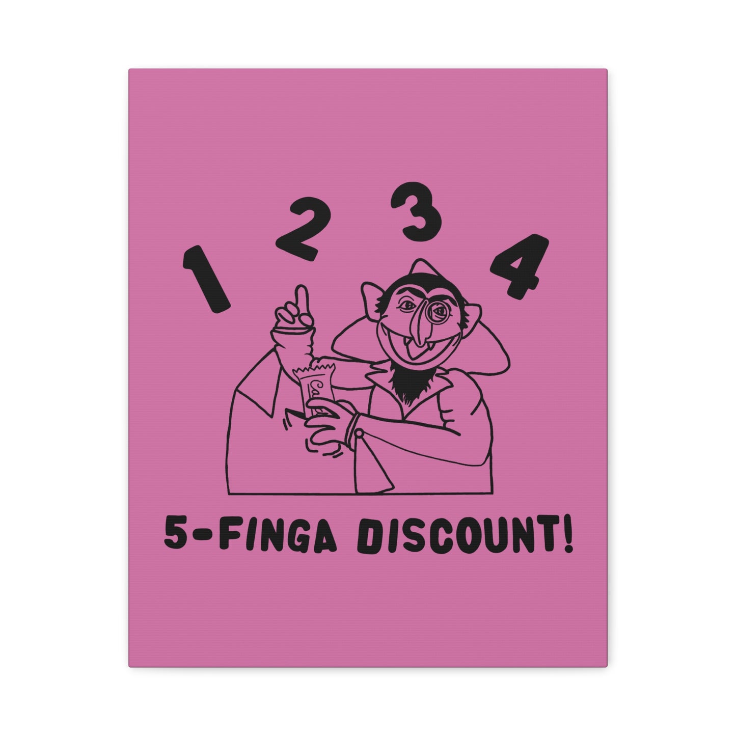 Five Finger Discount Outline Canvas Print Light Pink - Sesame Street The Count Parody Art Print