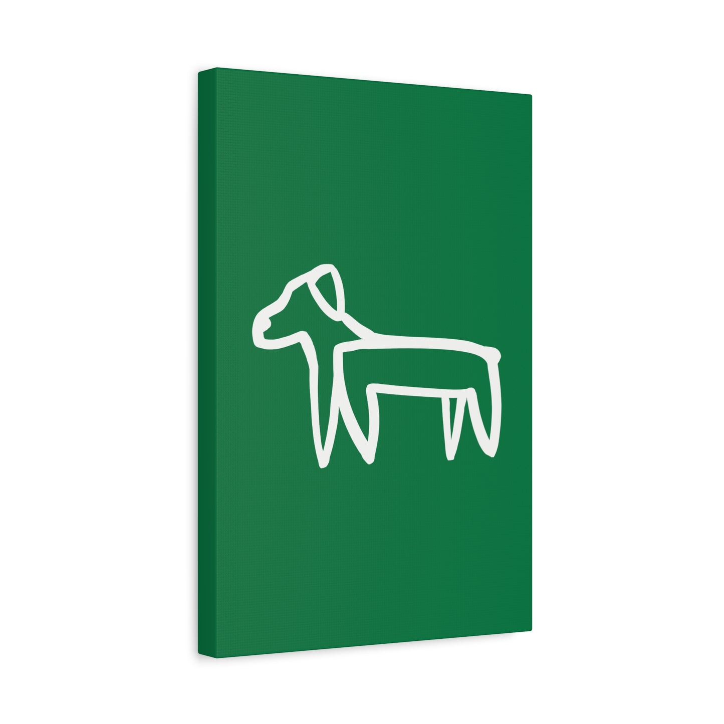 Dog Canvas Print on Green (Transparent Style White Dog) - Dog Art Print