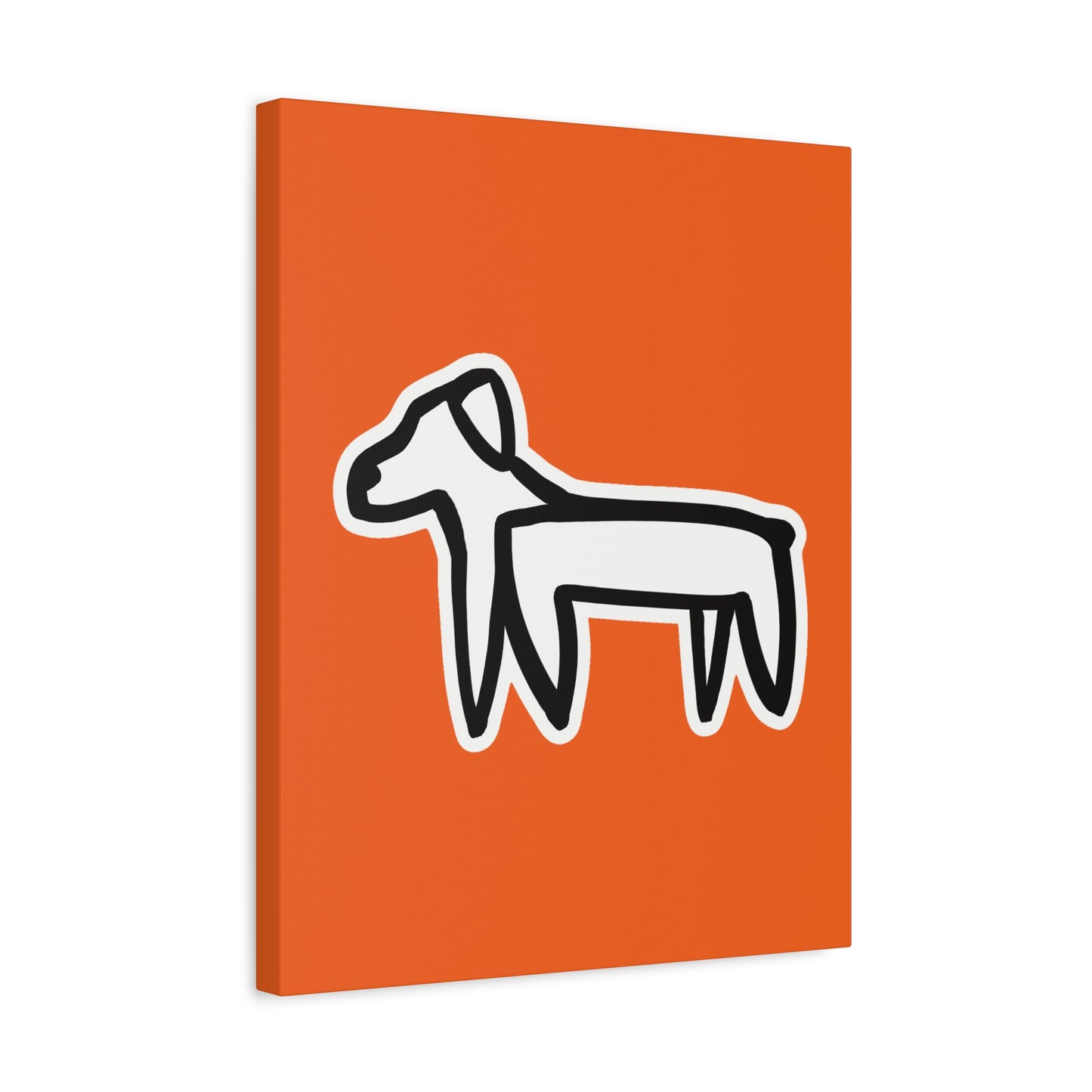 Dog Canvas Print on Orange (Sticker Style White Dog) - Dog Art Print