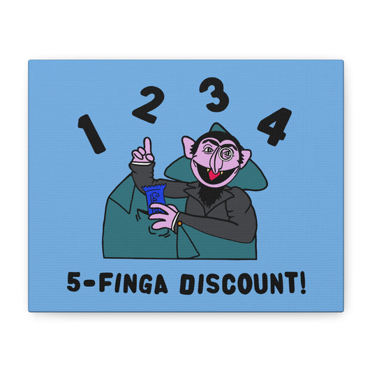 Five Finger Discount Canvas Print Light Blue - Sesame Street The Count Parody Art Print