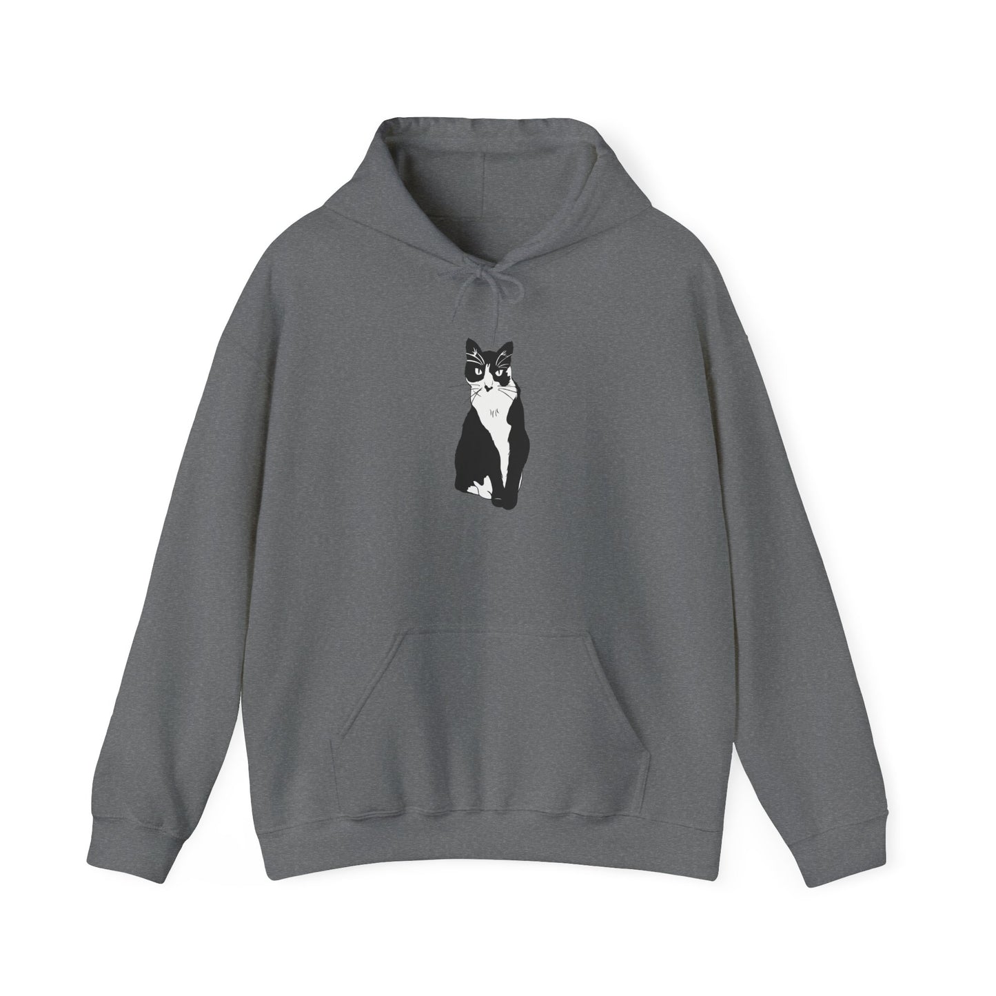Cat Hoodie (B&W Style Cat) - Cat Hooded Sweatshirt