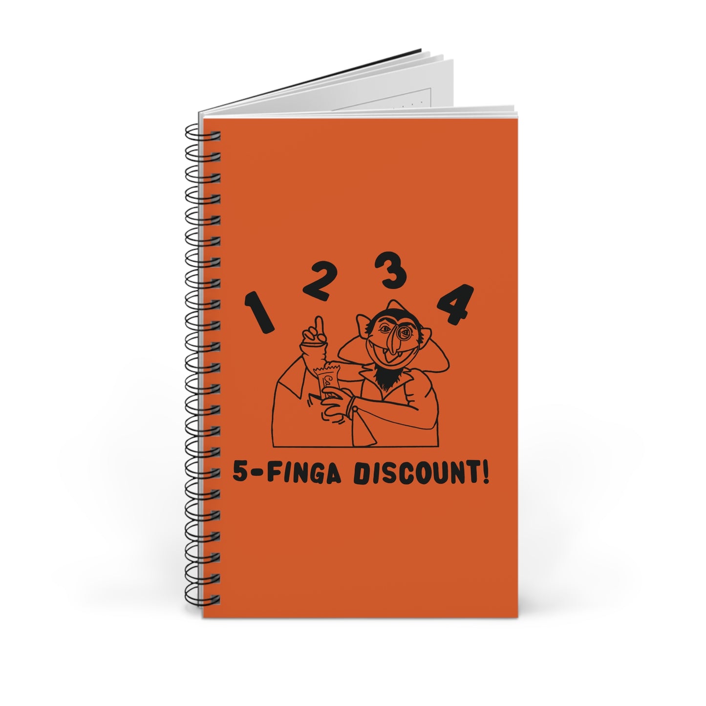 Five Finger Discount Outline Notebook Orange - Sesame Street The Count Parody Spiral Notebook
