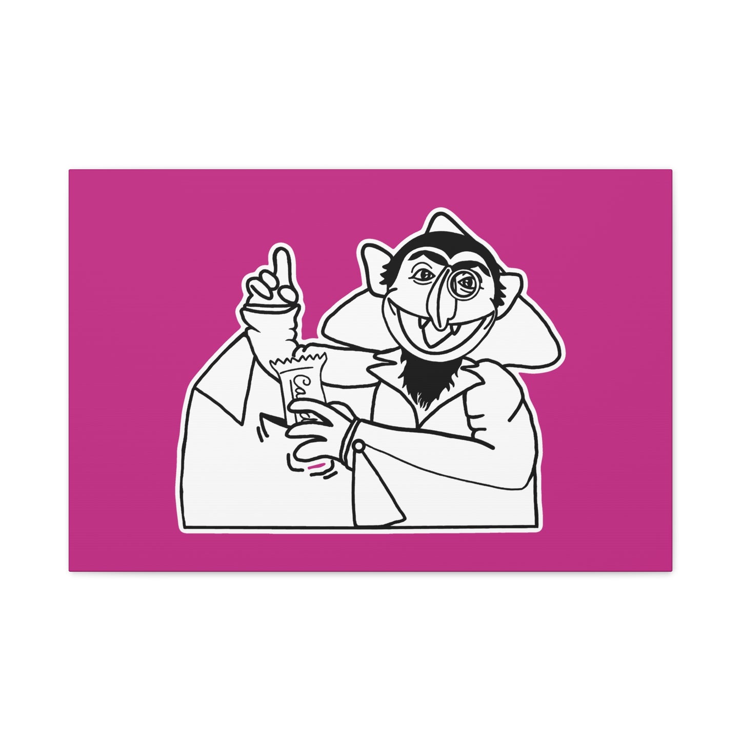 The Count Stealing Candy Outline Canvas Print Pink - Sesame Street The Count Parody Art