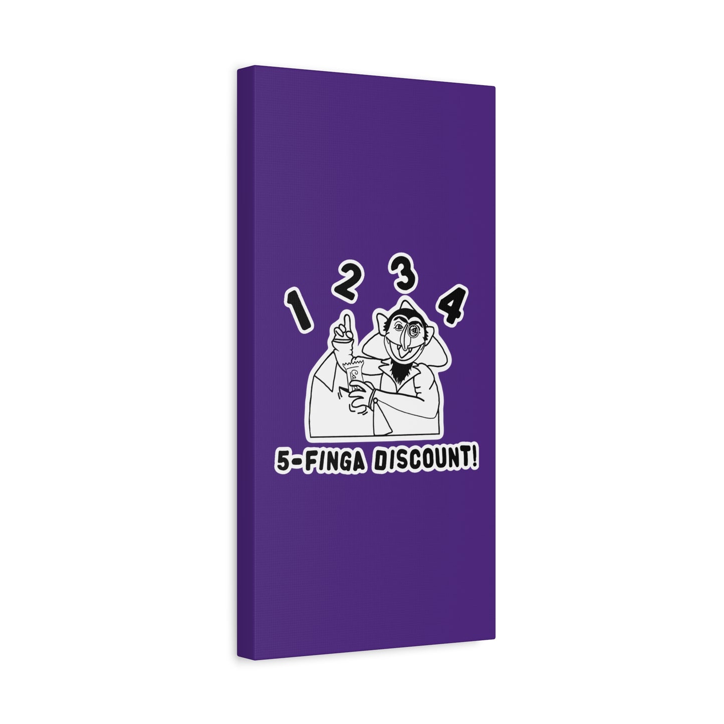 Five Finger Discount Outline Canvas Print Purple - Sesame Street The Count Parody Art Print