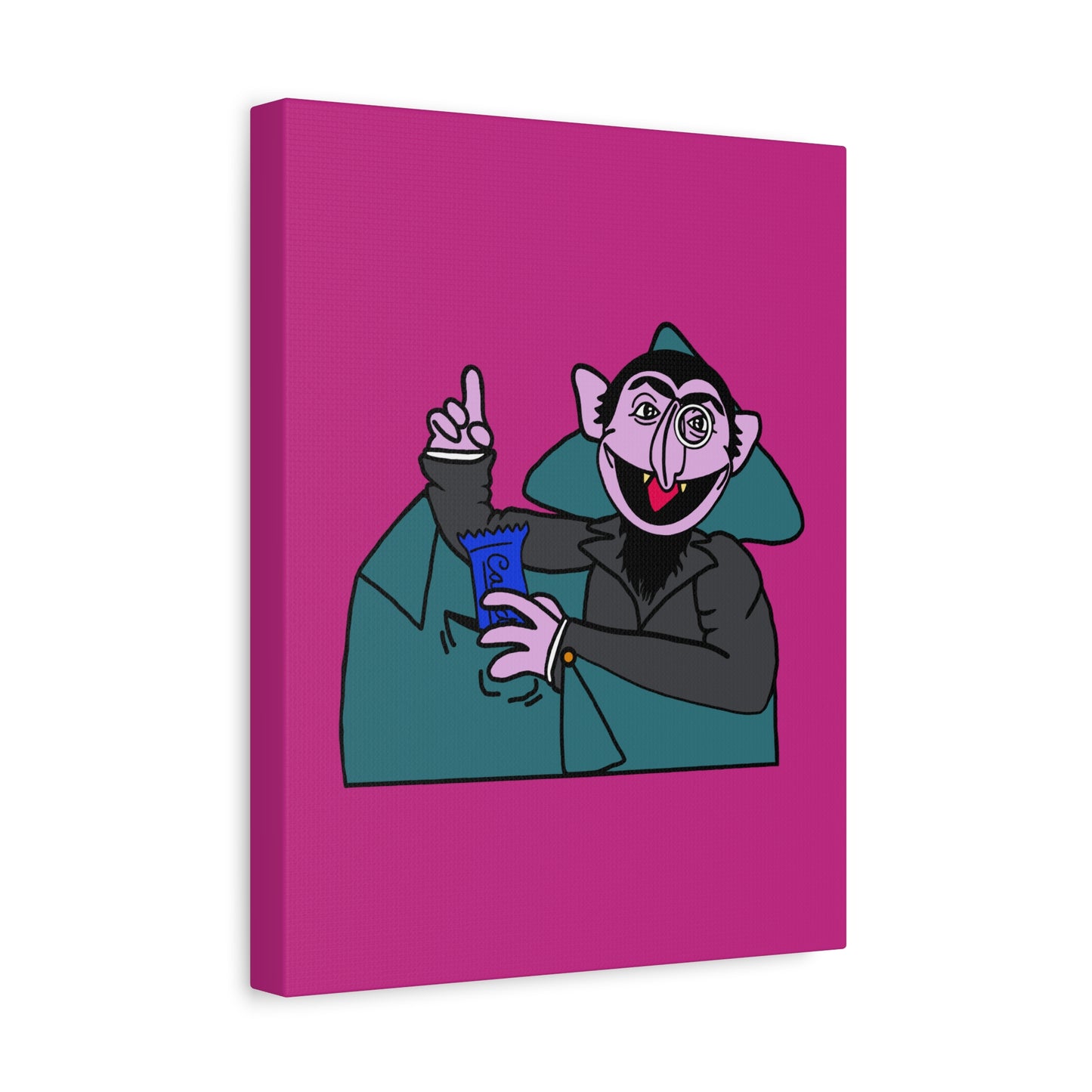 The Count Stealing Candy Canvas Print Pink - Sesame Street The Count Parody Art