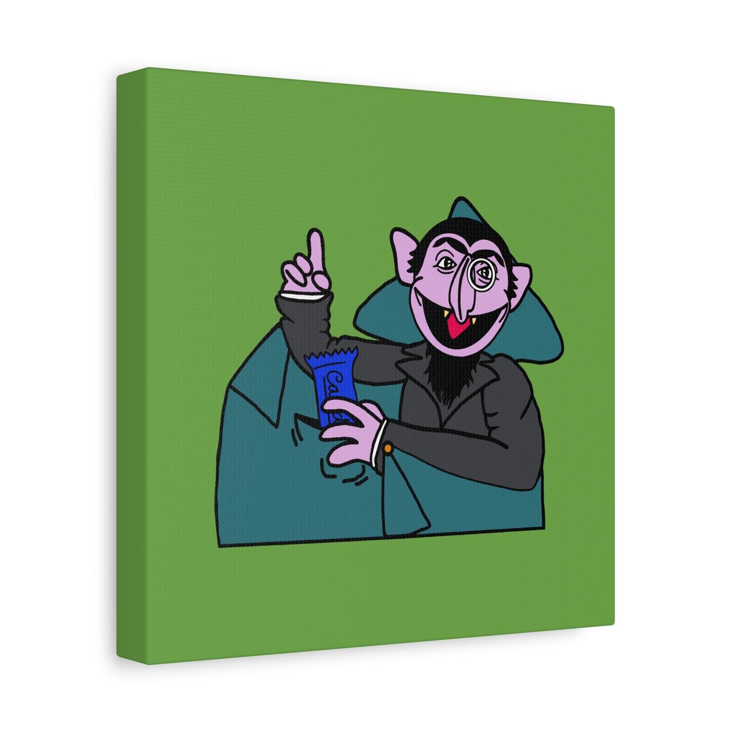 The Count Stealing Candy Canvas Print Green - Sesame Street The Count Parody Art