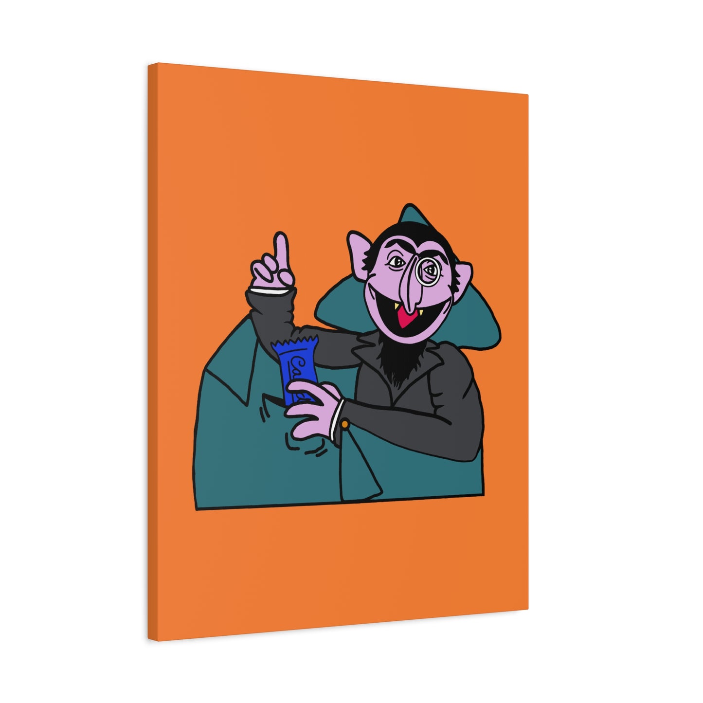The Count Stealing Candy Canvas Print Orange - Sesame Street The Count Parody Art
