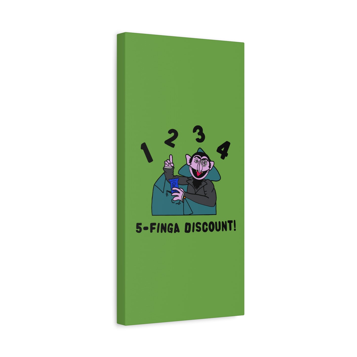 Five Finger Discount Canvas Print Green - Sesame Street The Count Parody Art Print