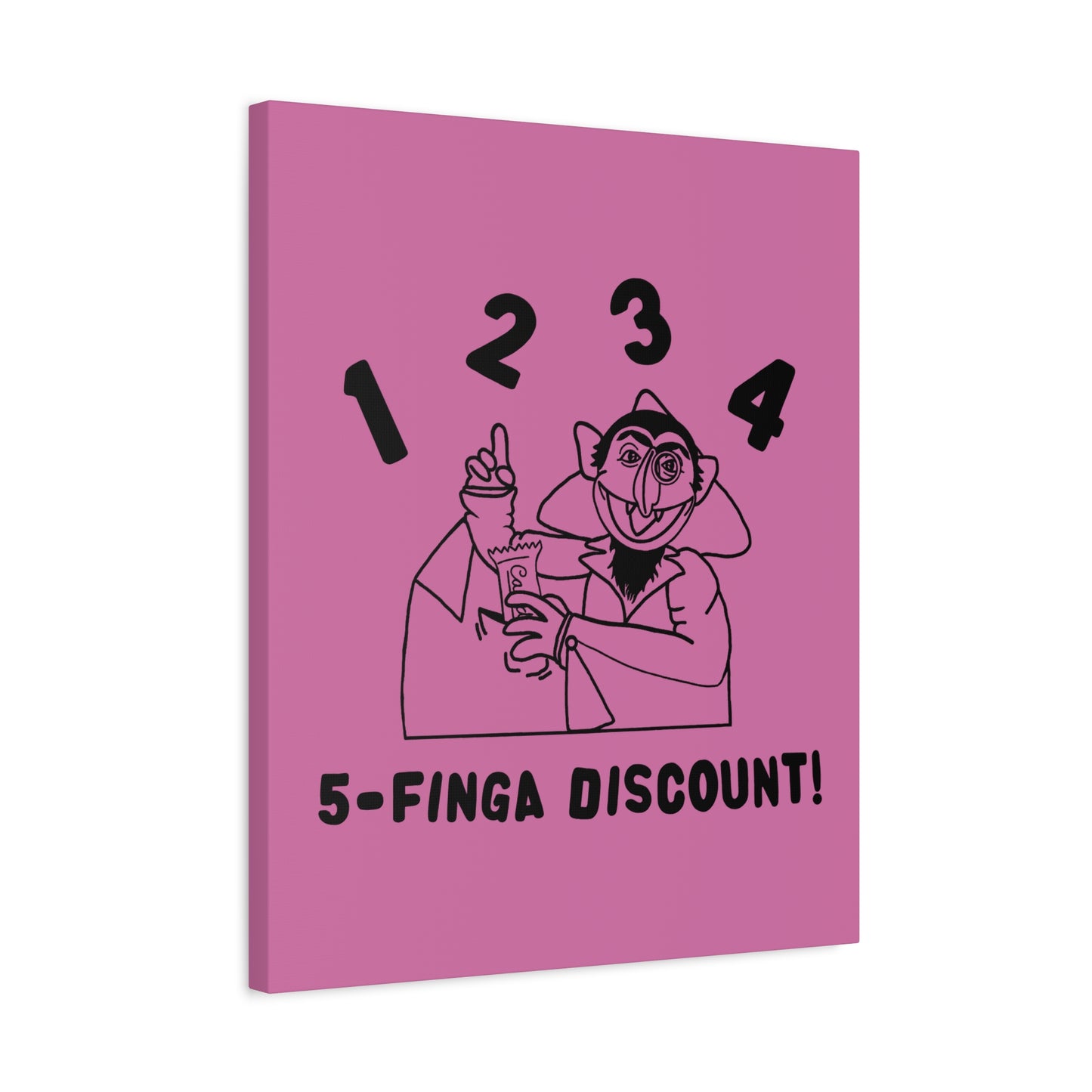 Five Finger Discount Outline Canvas Print Light Pink - Sesame Street The Count Parody Art Print