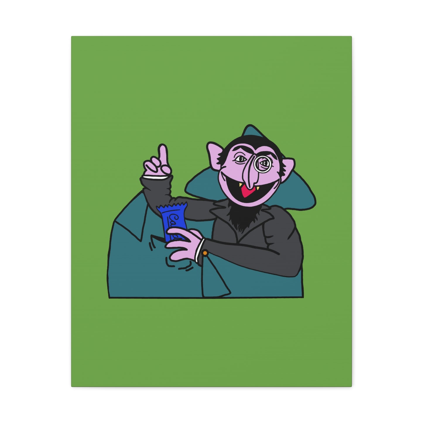 The Count Stealing Candy Canvas Print Green - Sesame Street The Count Parody Art