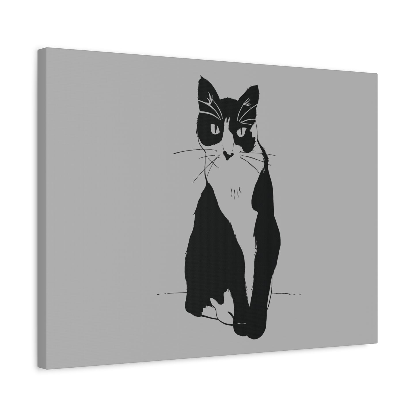 Cat Canvas Print on Grey (Transparent Style Cat) - Cat Drawing Art