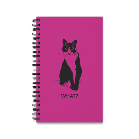 Cattitude Notebook in Pink (Transparent Style Cat) - Cat Spiral Notebook