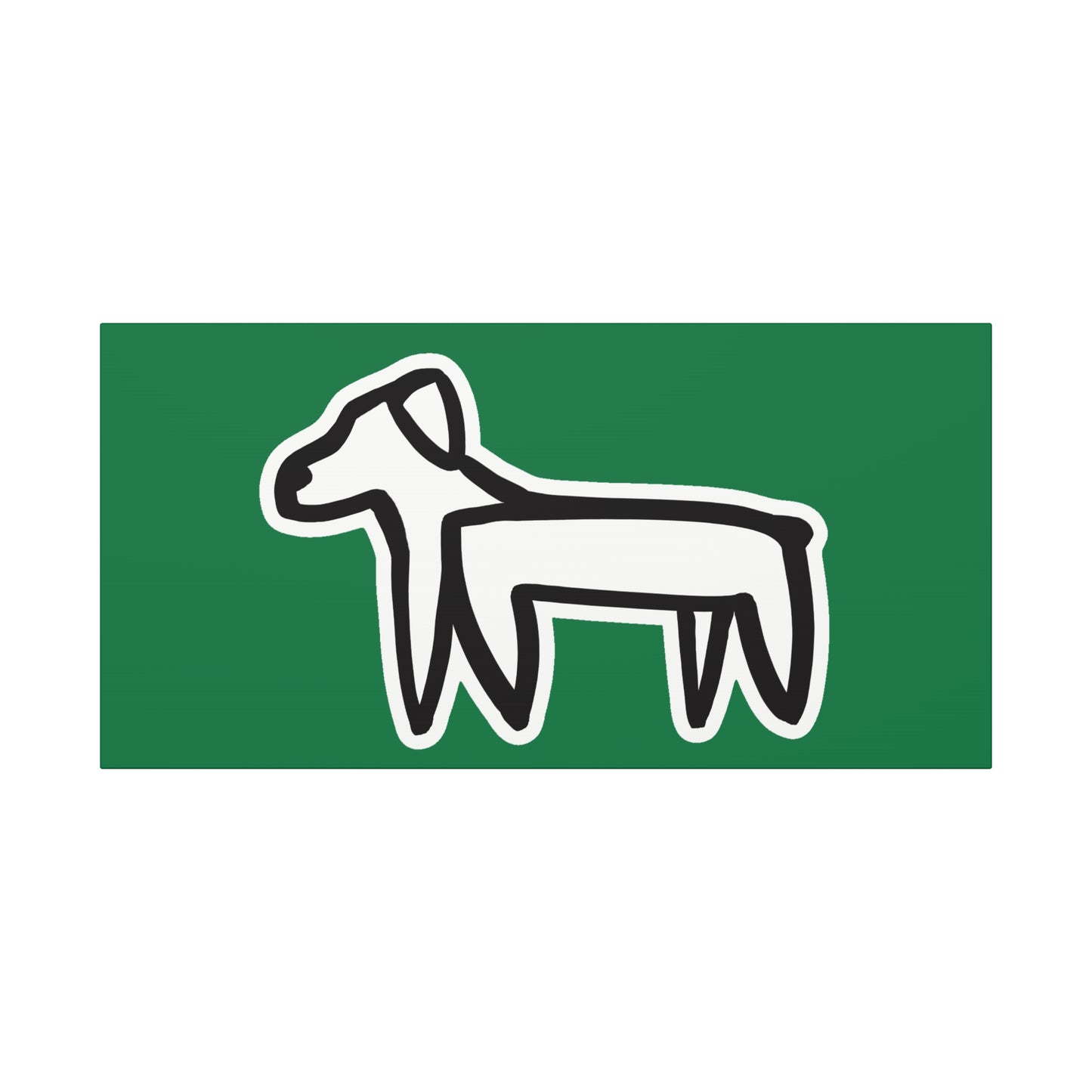Dog Canvas Print on Green (Sticker Style White Dog) - Dog Art Print
