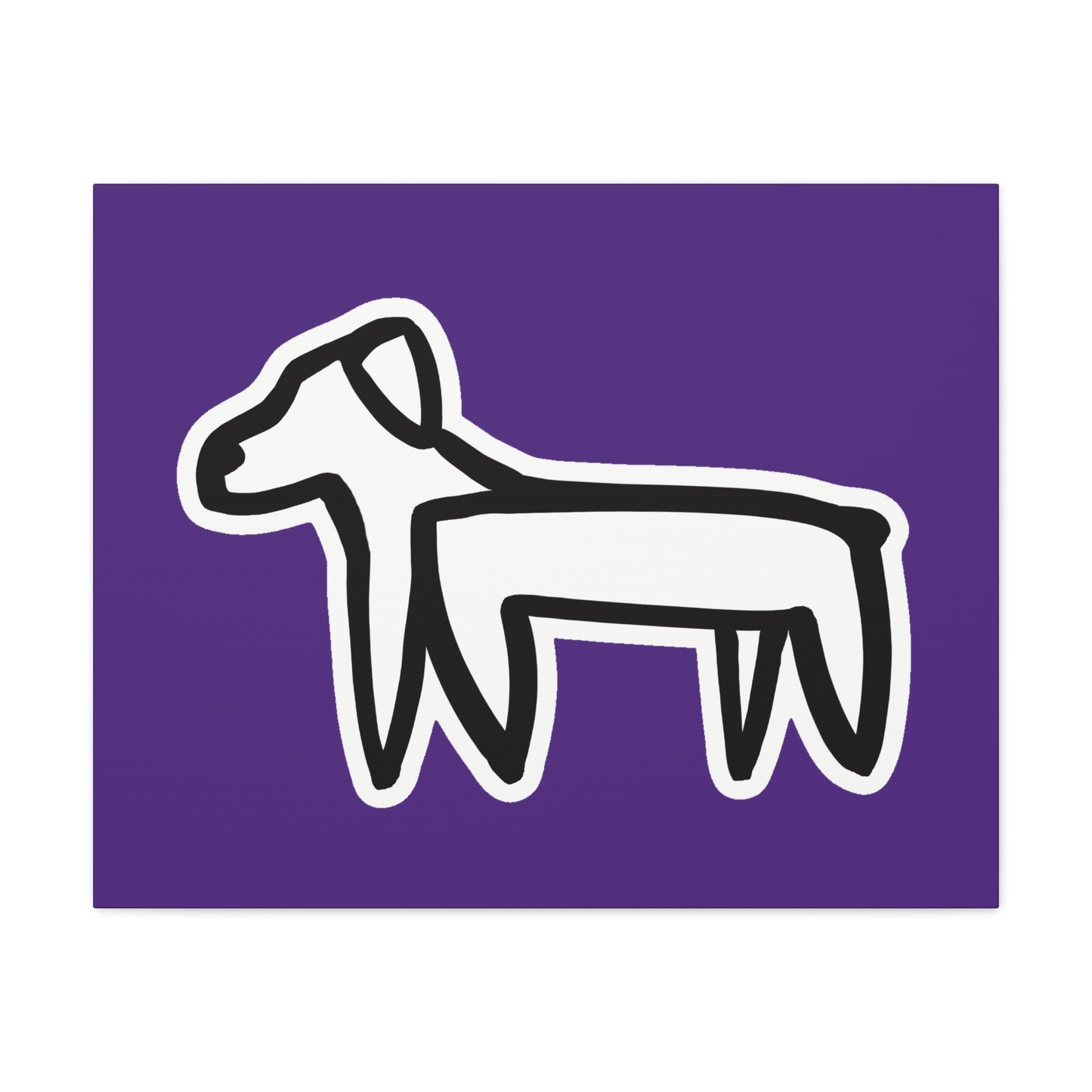 Dog Canvas Print on Purple (Sticker Style White Dog) - Dog Art Print