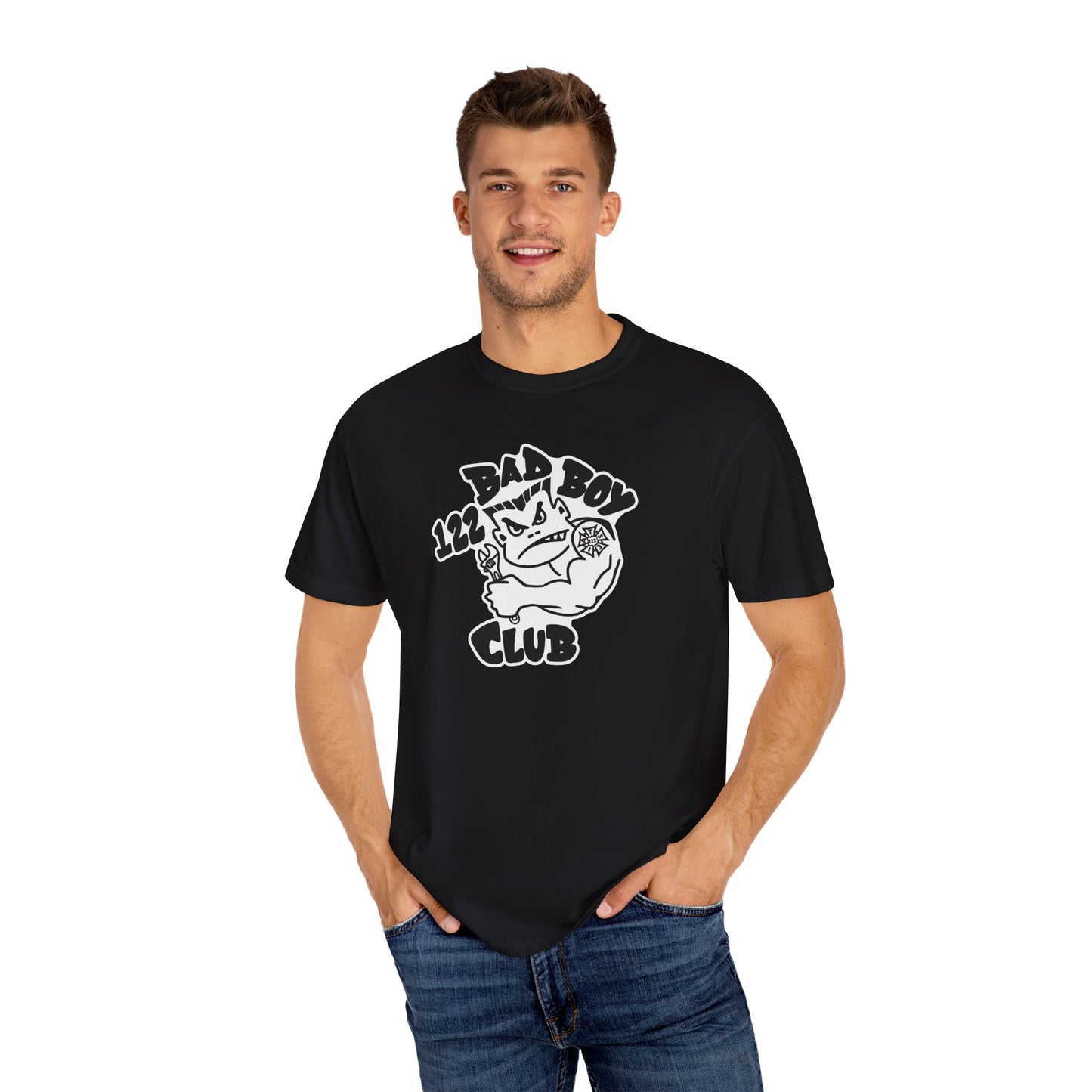 IATSE 122 Bad Boy Club T-Shirt Front Design - San Diego IATSE Local 122 Bad Boy Club Shirt - Bad Boy Club Parody Tee