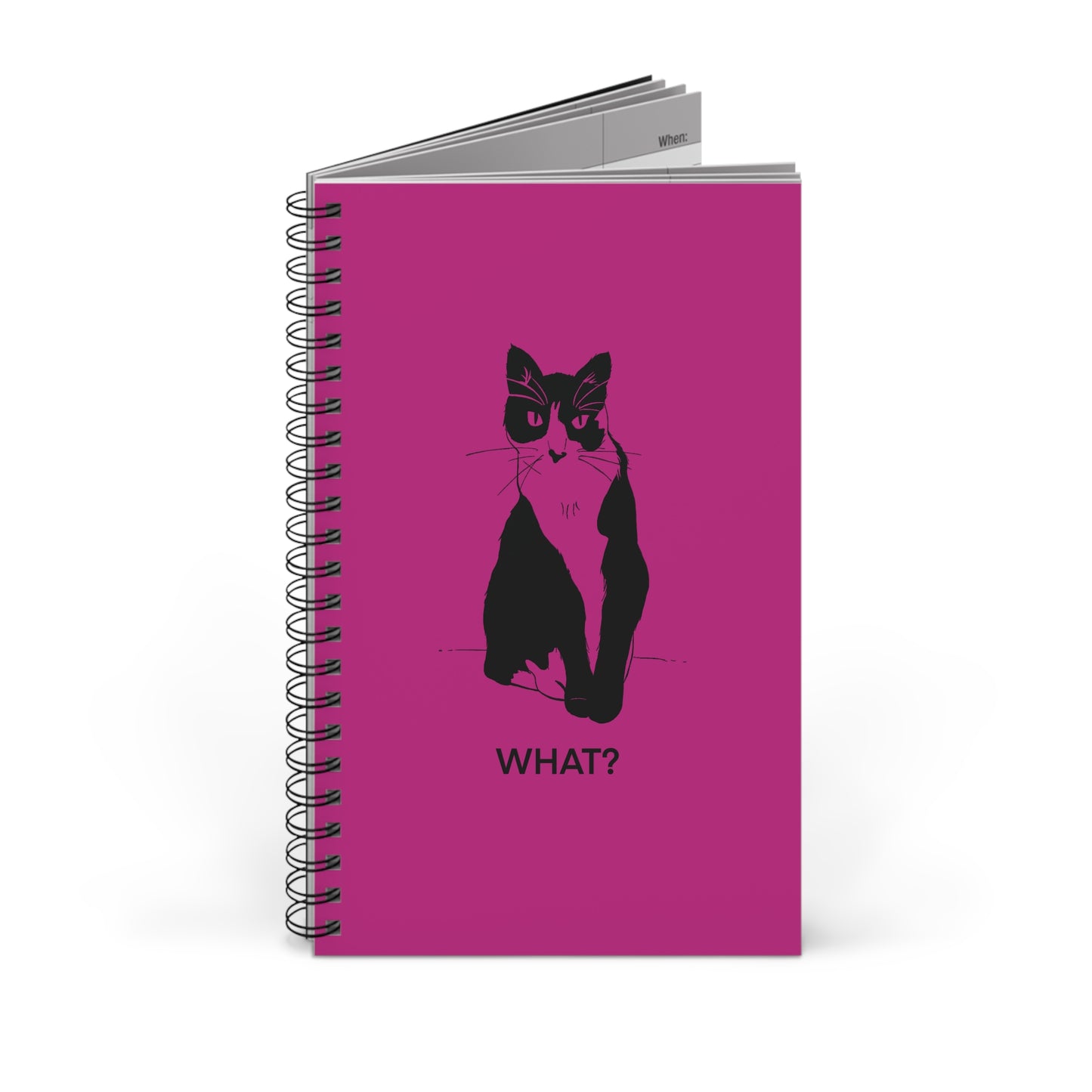 Cattitude Notebook in Pink (Transparent Style Cat) - Cat Spiral Notebook