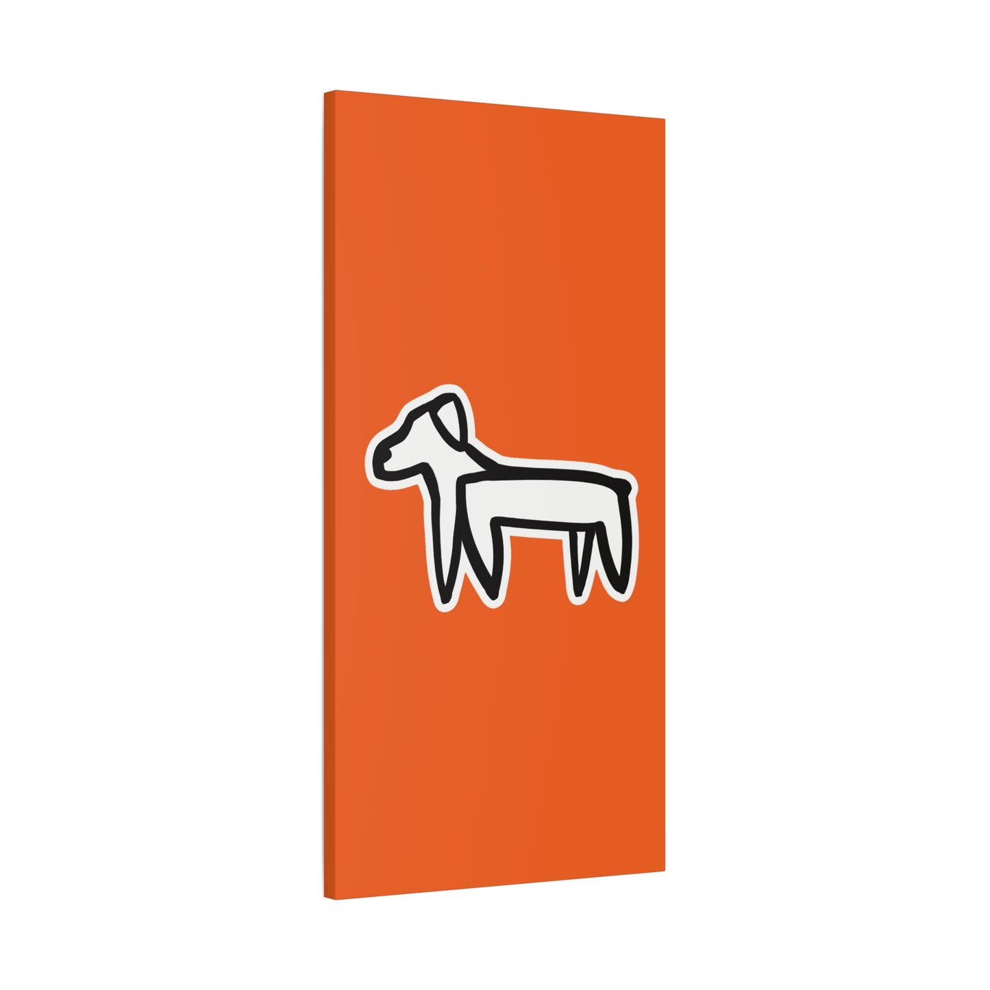 Dog Canvas Print on Orange (Sticker Style White Dog) - Dog Art Print