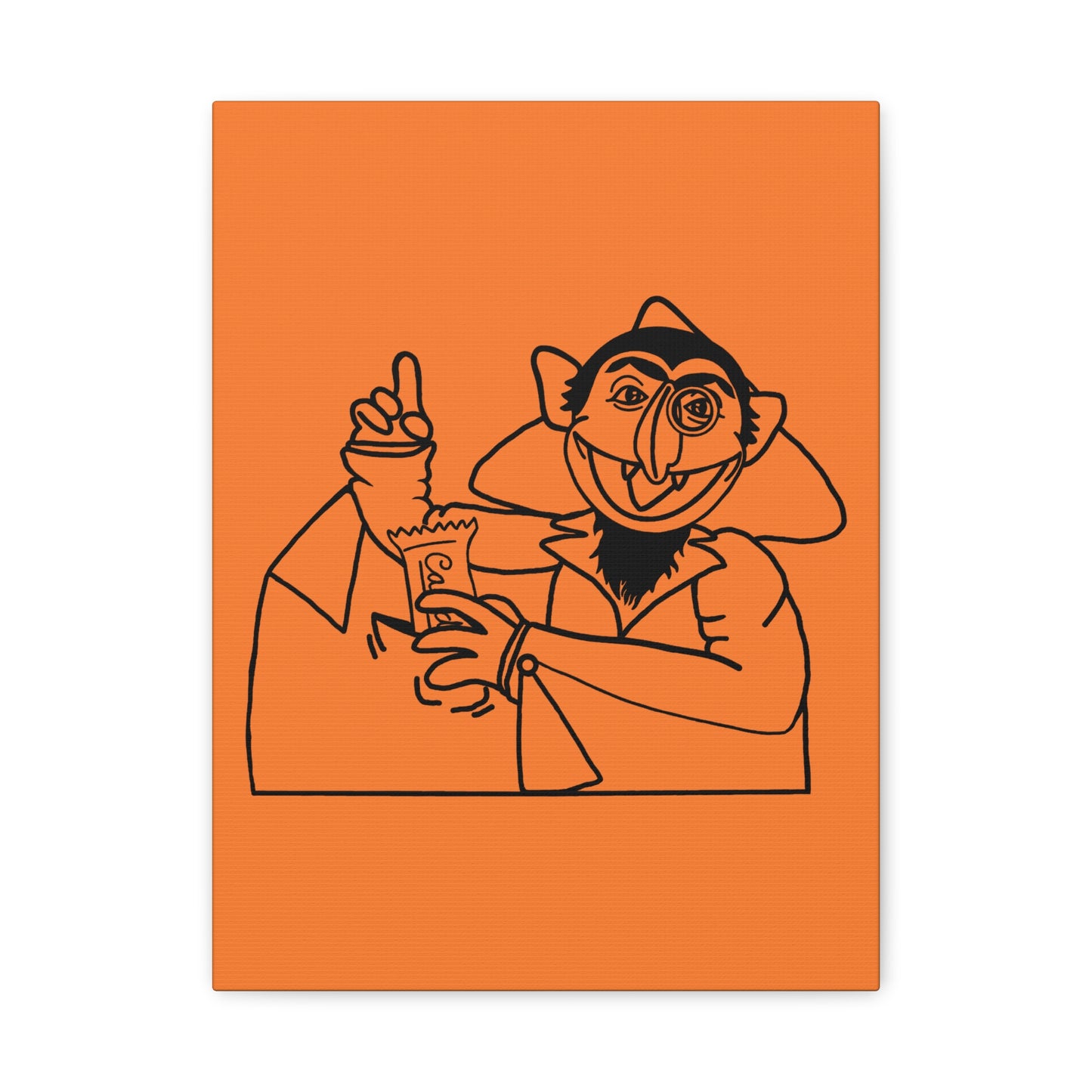 The Count Stealing Candy Outline Canvas Print Light Orange - Sesame Street The Count Parody Art