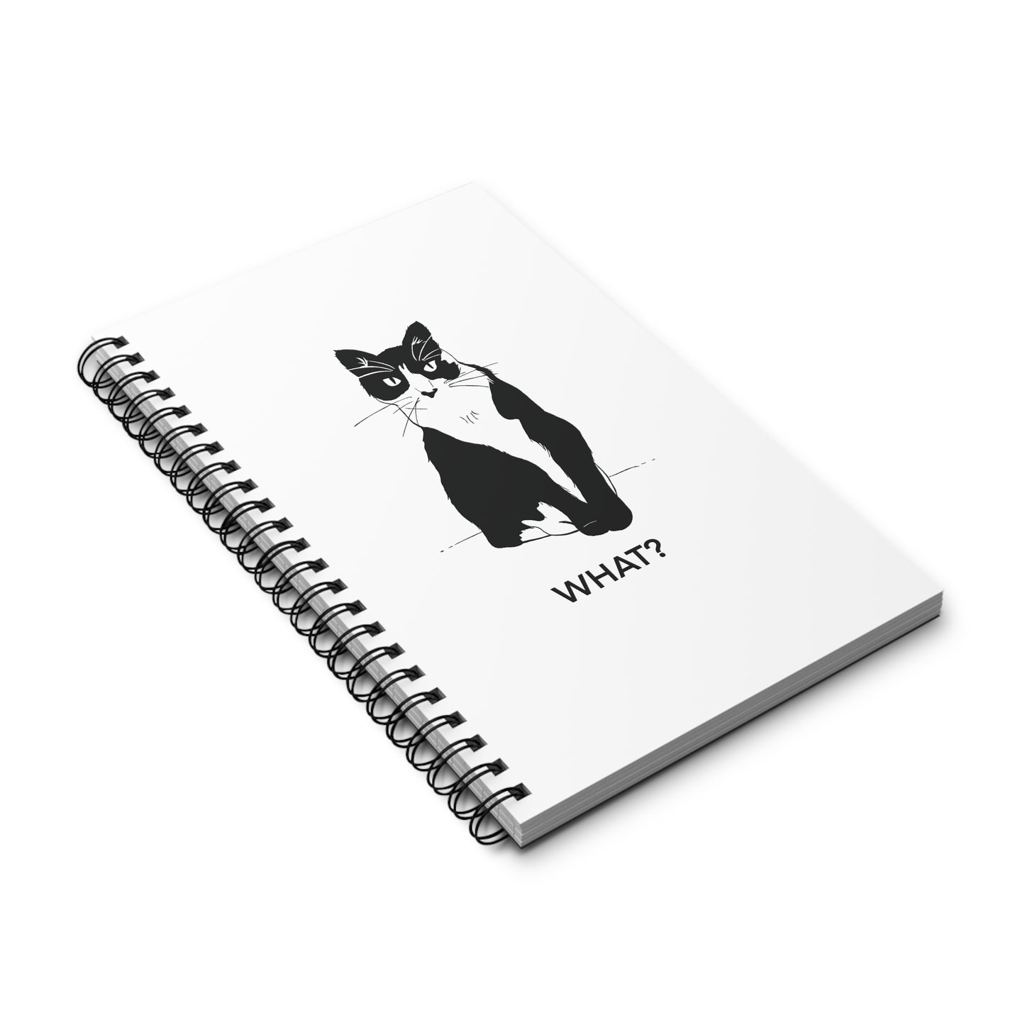 Cattitude Notebook in White (Transparent Style Cat) - Cat Spiral Notebook