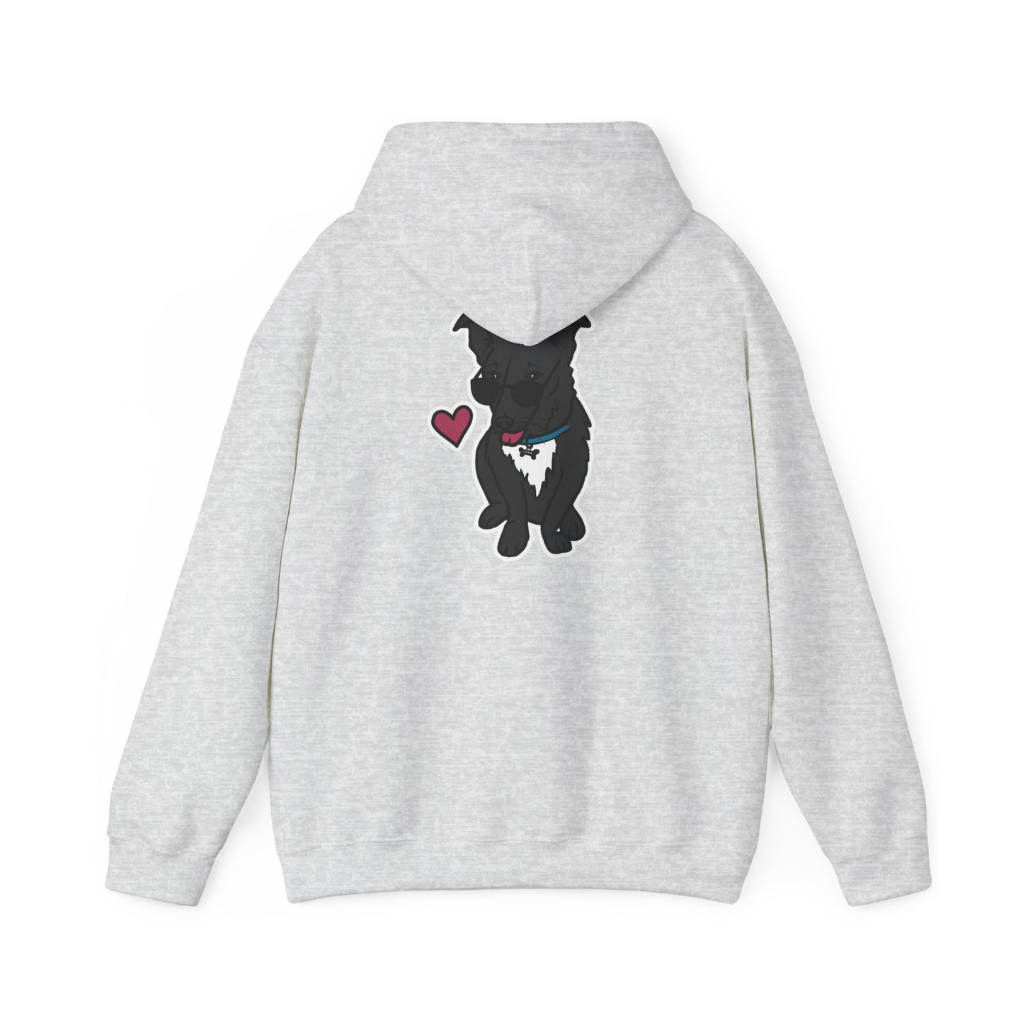 Nora the Dog Heart Hoodie Back Design (Sticker Style Nora) - Nora Hooded Sweatshirt