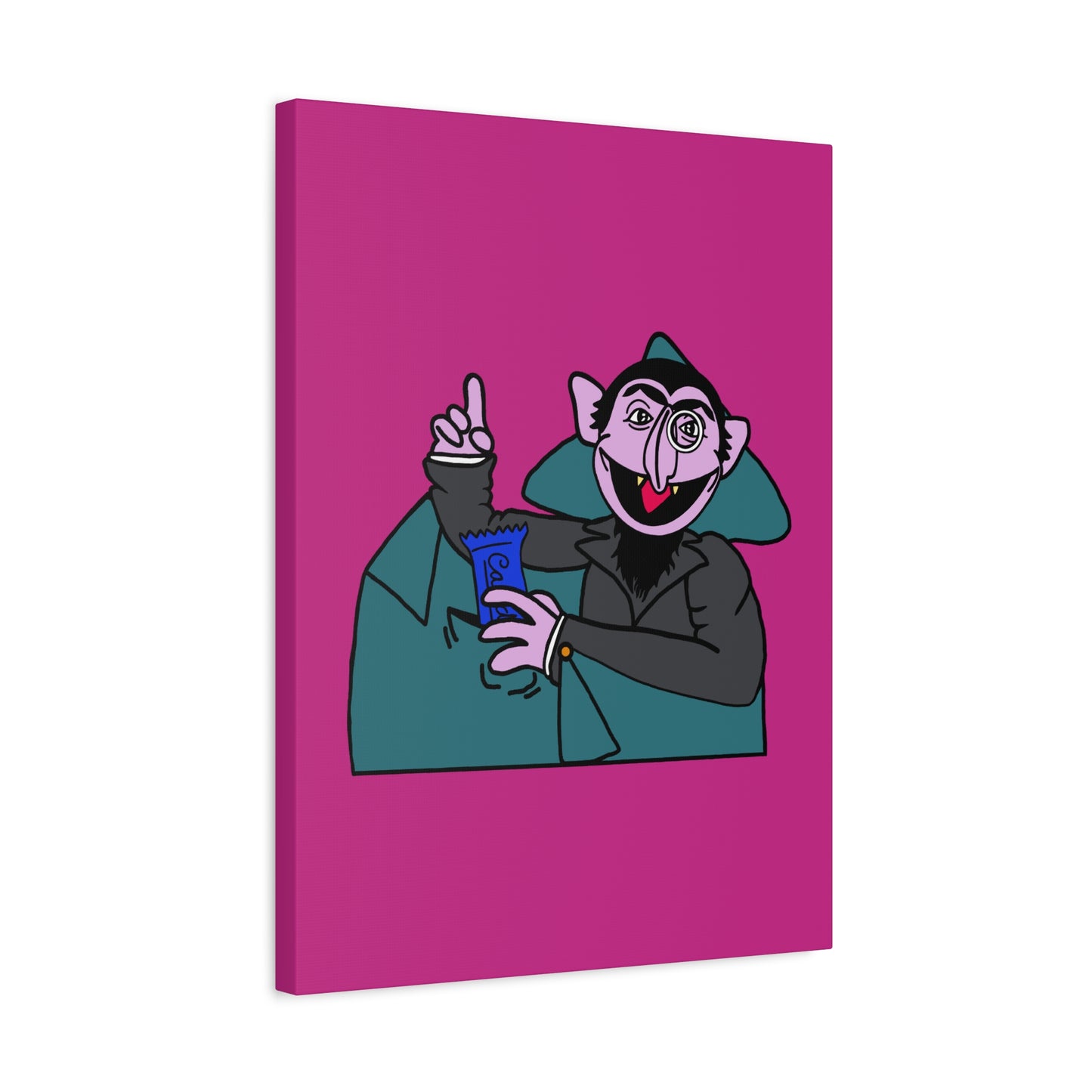 The Count Stealing Candy Canvas Print Pink - Sesame Street The Count Parody Art
