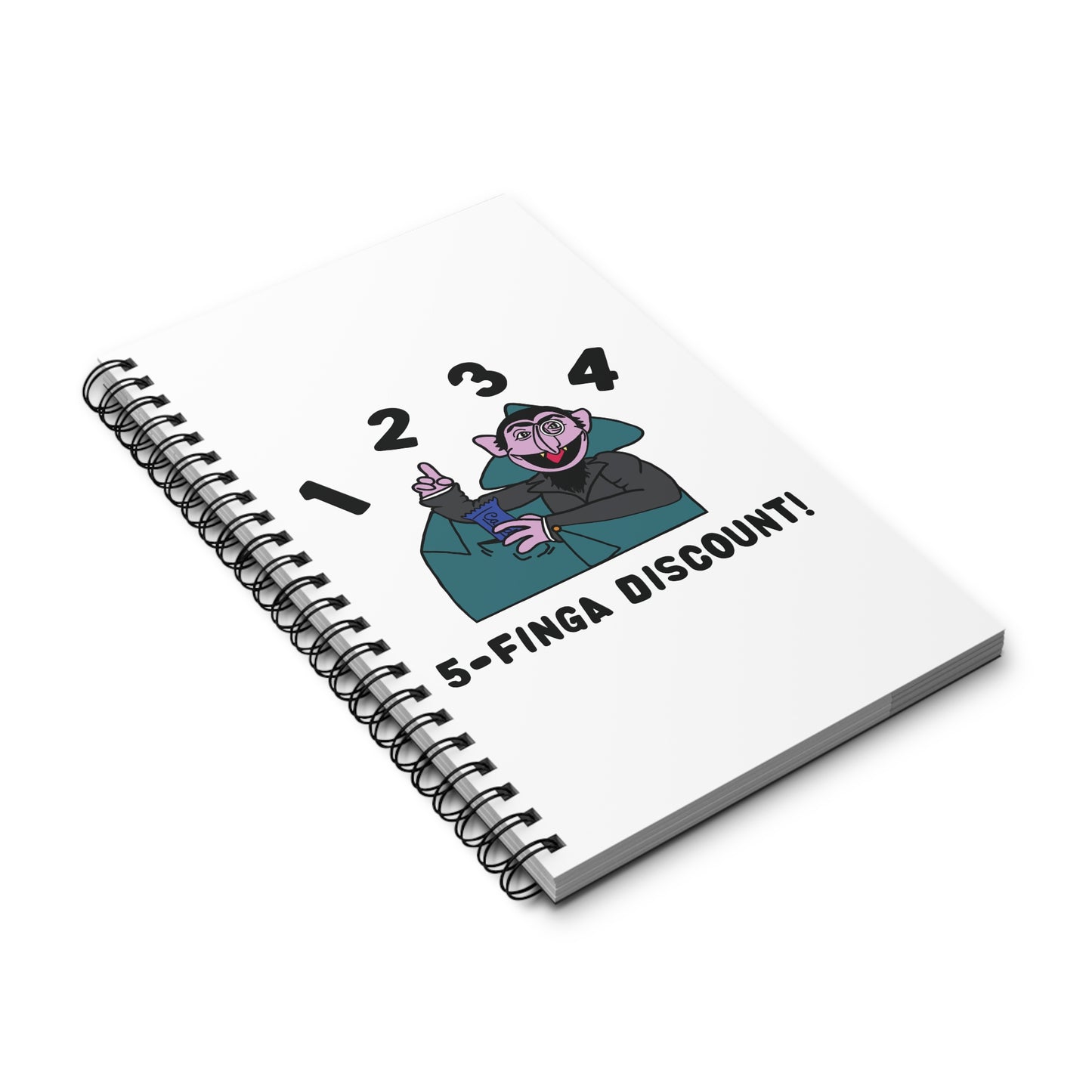 Five Finger Discount Notebook White - Sesame Street Parody The Count Spiral Notebook