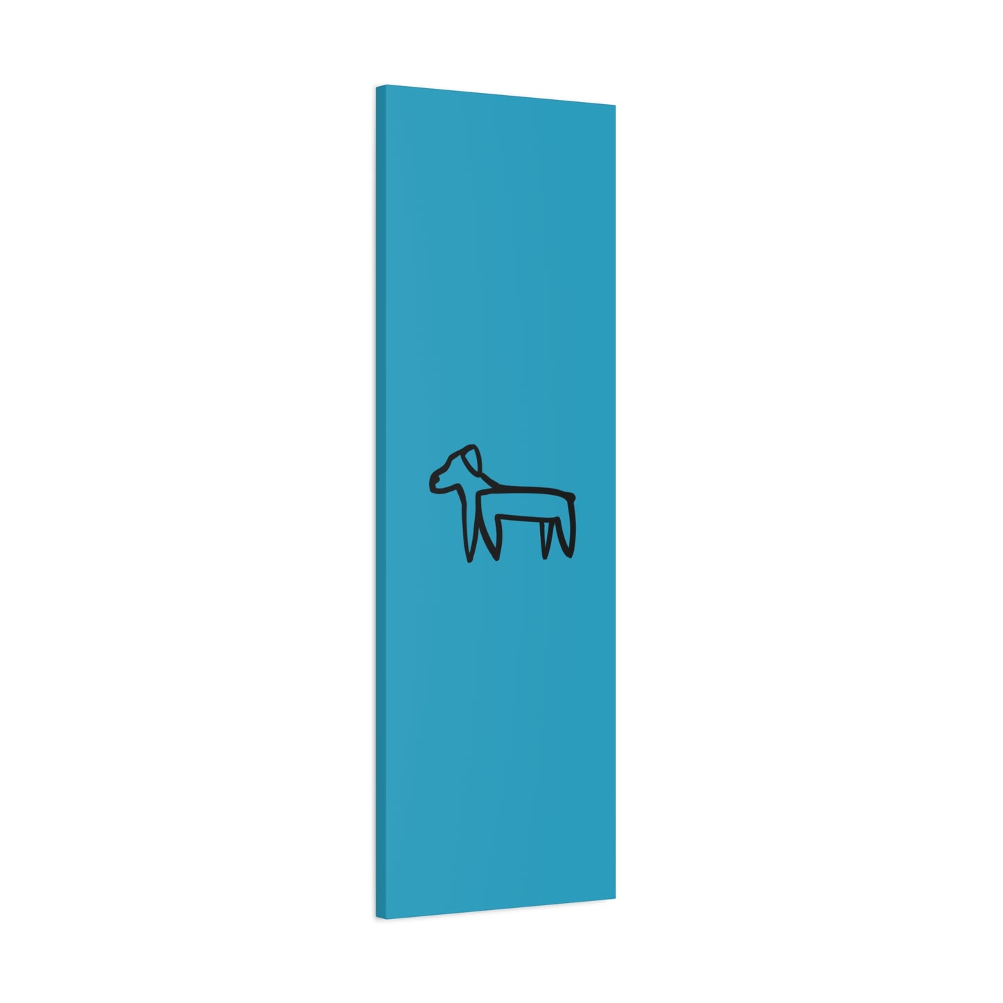 Dog Canvas Print on Turquoise (Transparent Style Black Dog) - Dog Drawing Canvas