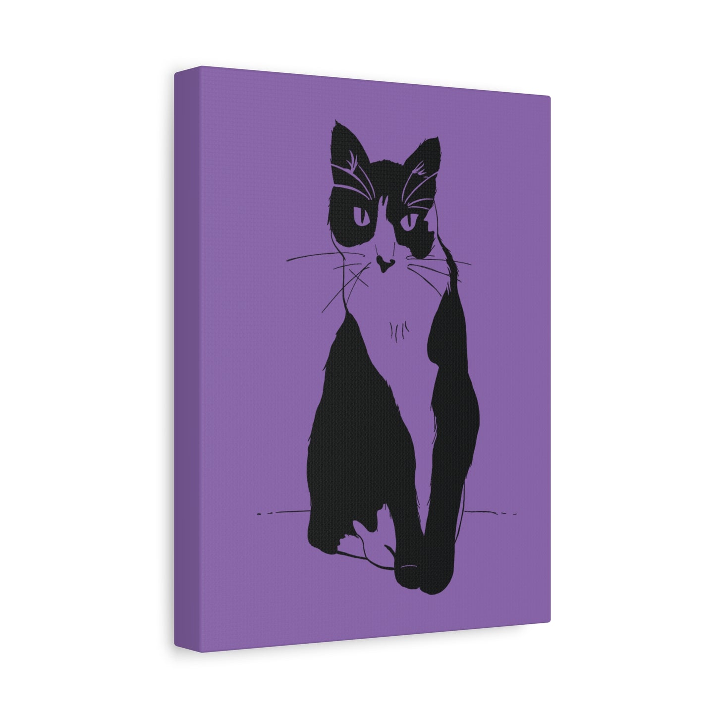 Cat Canvas Print on Purple (Transparent Style Cat) - Cat Drawing Art
