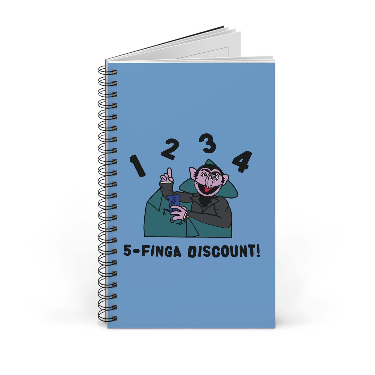 Five Finger Discount Notebook Light Blue - Sesame Street The Count Parody Notebook