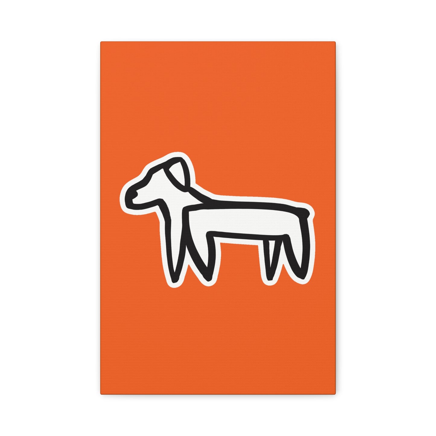 Dog Canvas Print on Orange (Sticker Style White Dog) - Dog Art Print