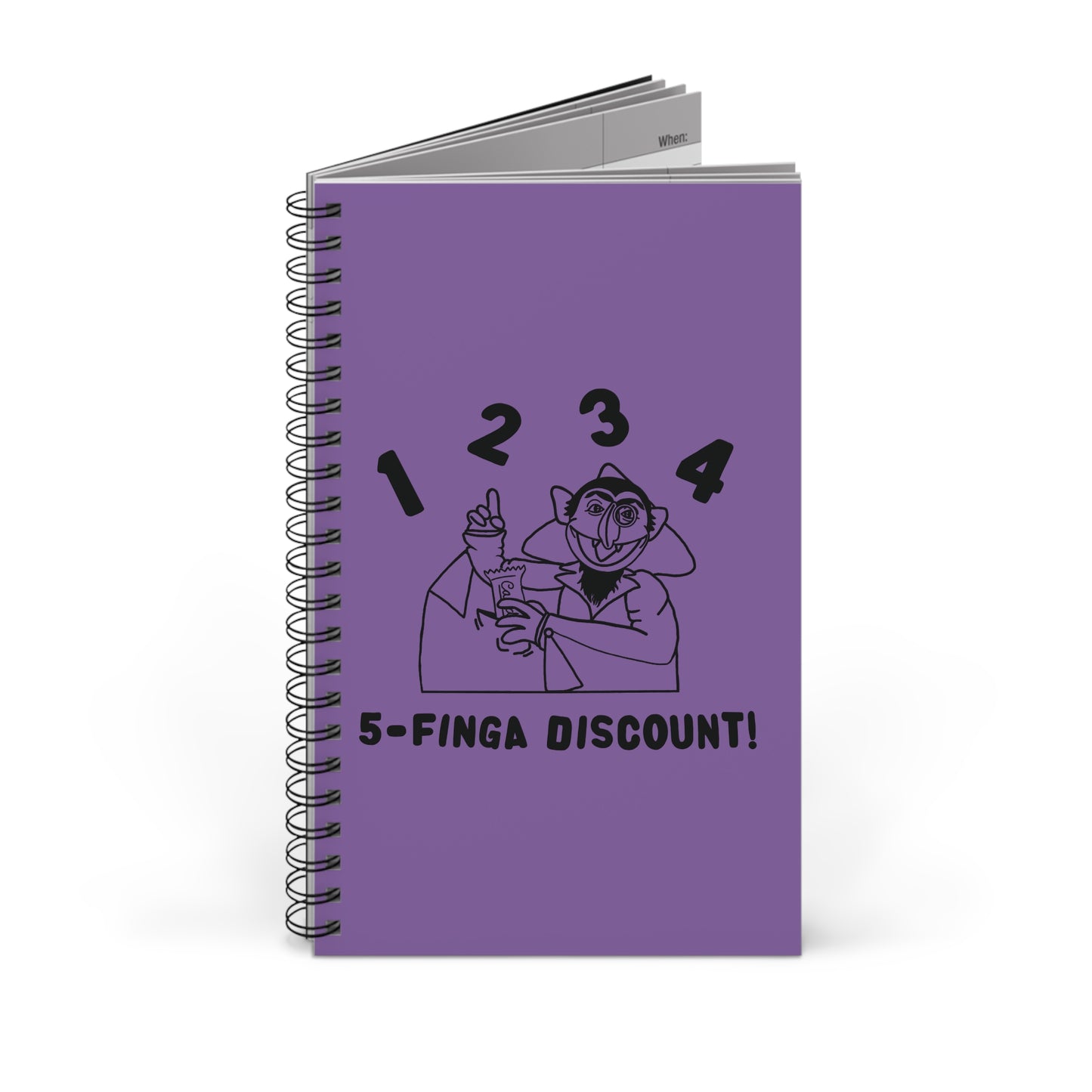 Five Finger Discount Outline Notebook Light Purple - Sesame Street The Count Parody Notebook