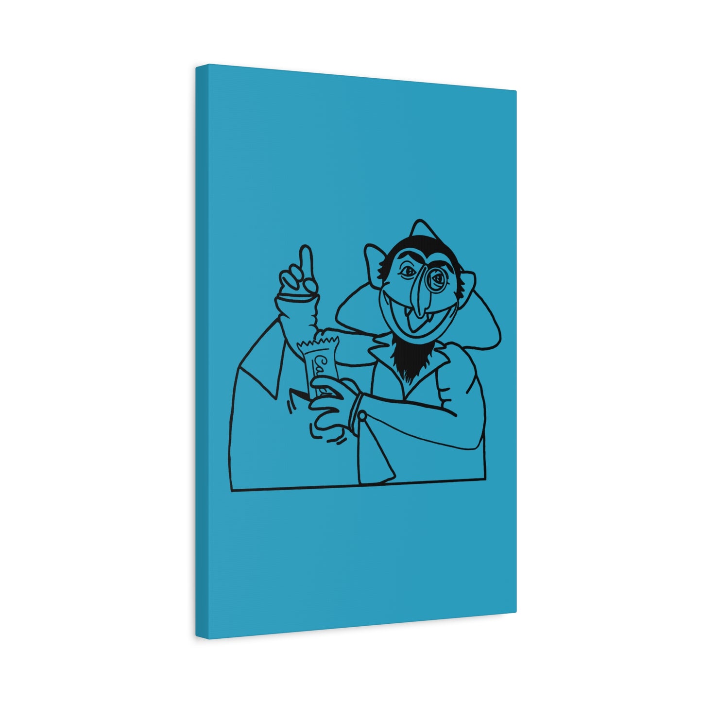 The Count Stealing Candy Outline Canvas Print Turquoise - Sesame Street The Count Art Print