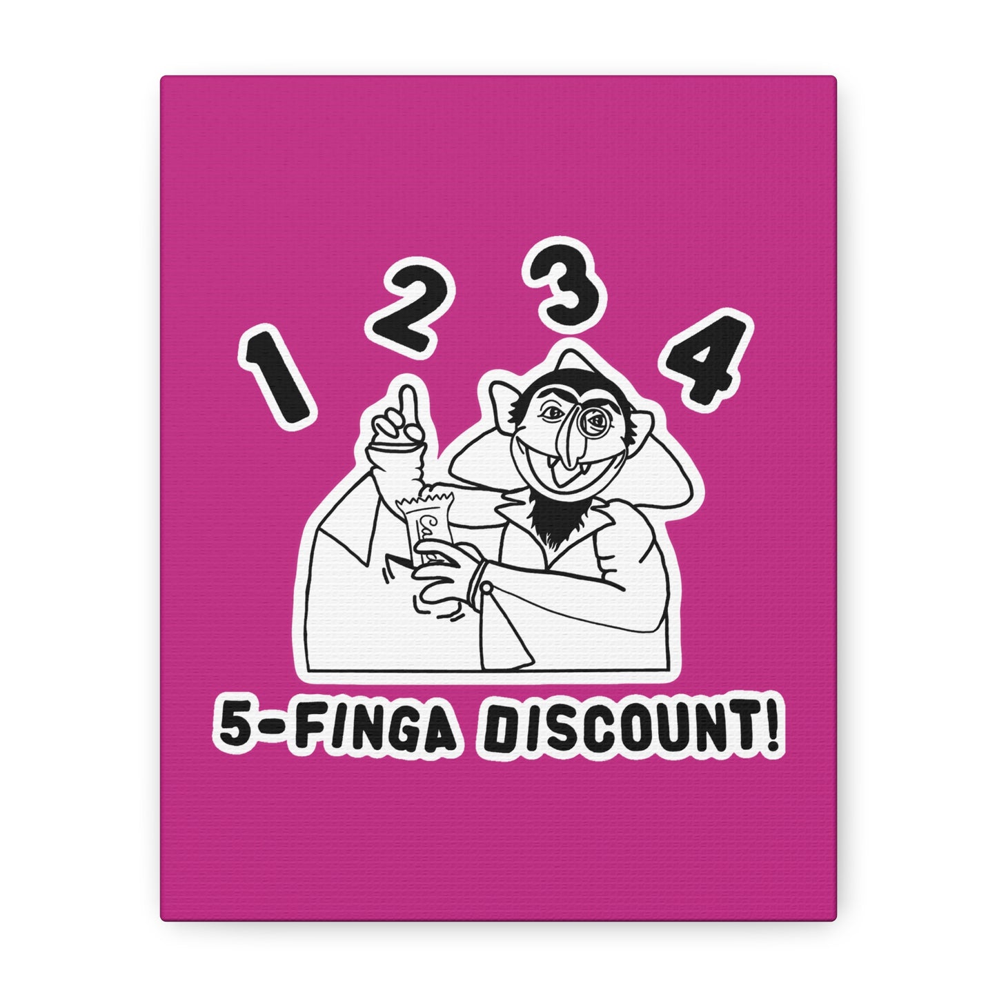 Five Finger Discount Outline Canvas Print Pink - Sesame Street The Count Parody Art Print