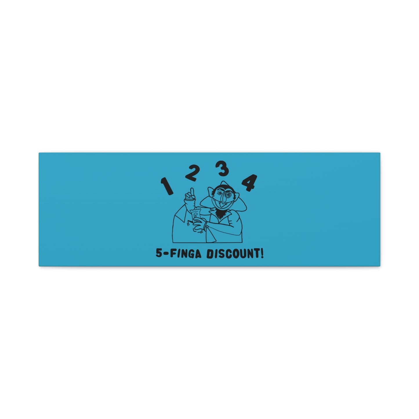 Five Finger Discount Outline Canvas Print Turquoise - Sesame Street The Count Parody Art Print