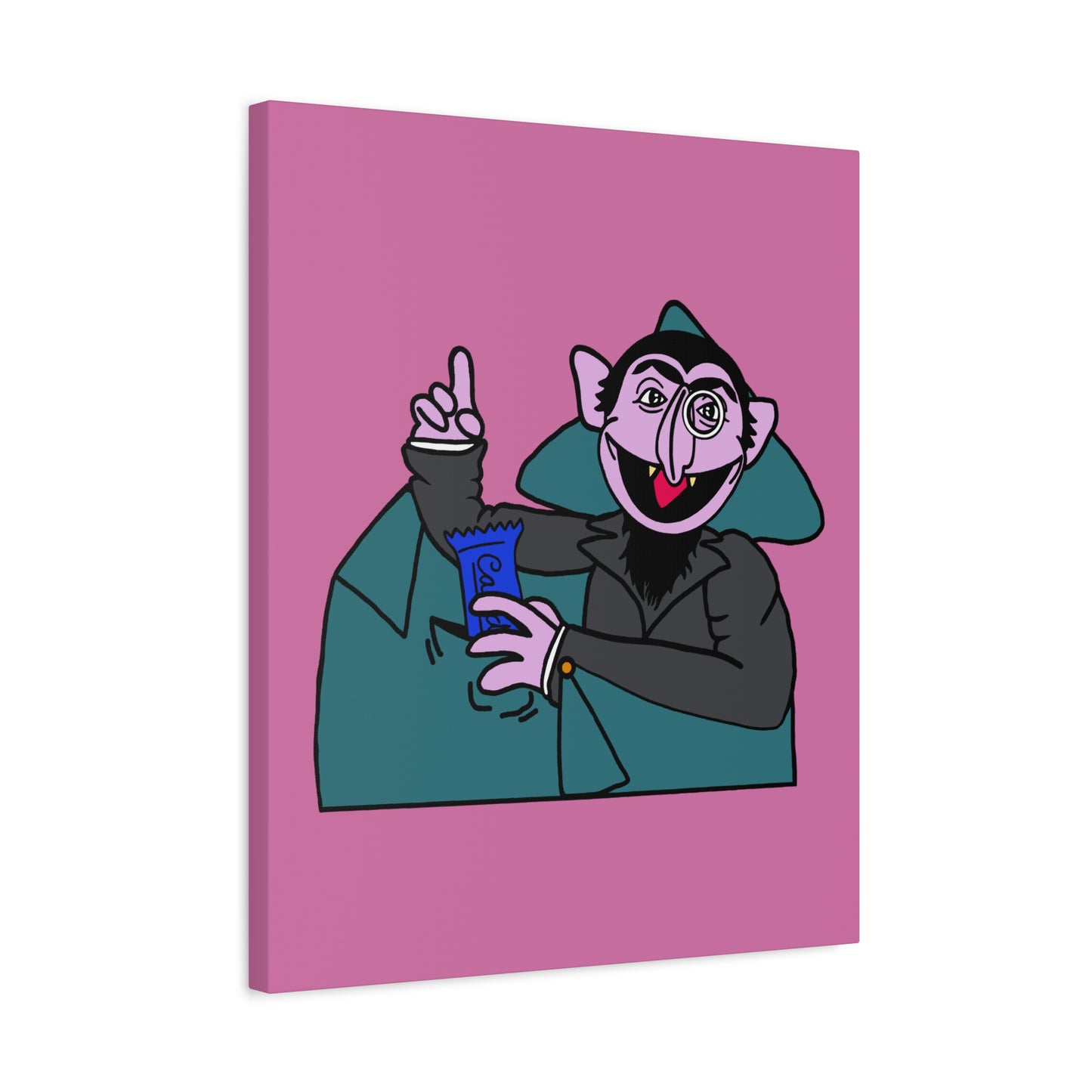 The Count Stealing Candy Canvas Print Light Pink - Sesame Street The Count Parody Art