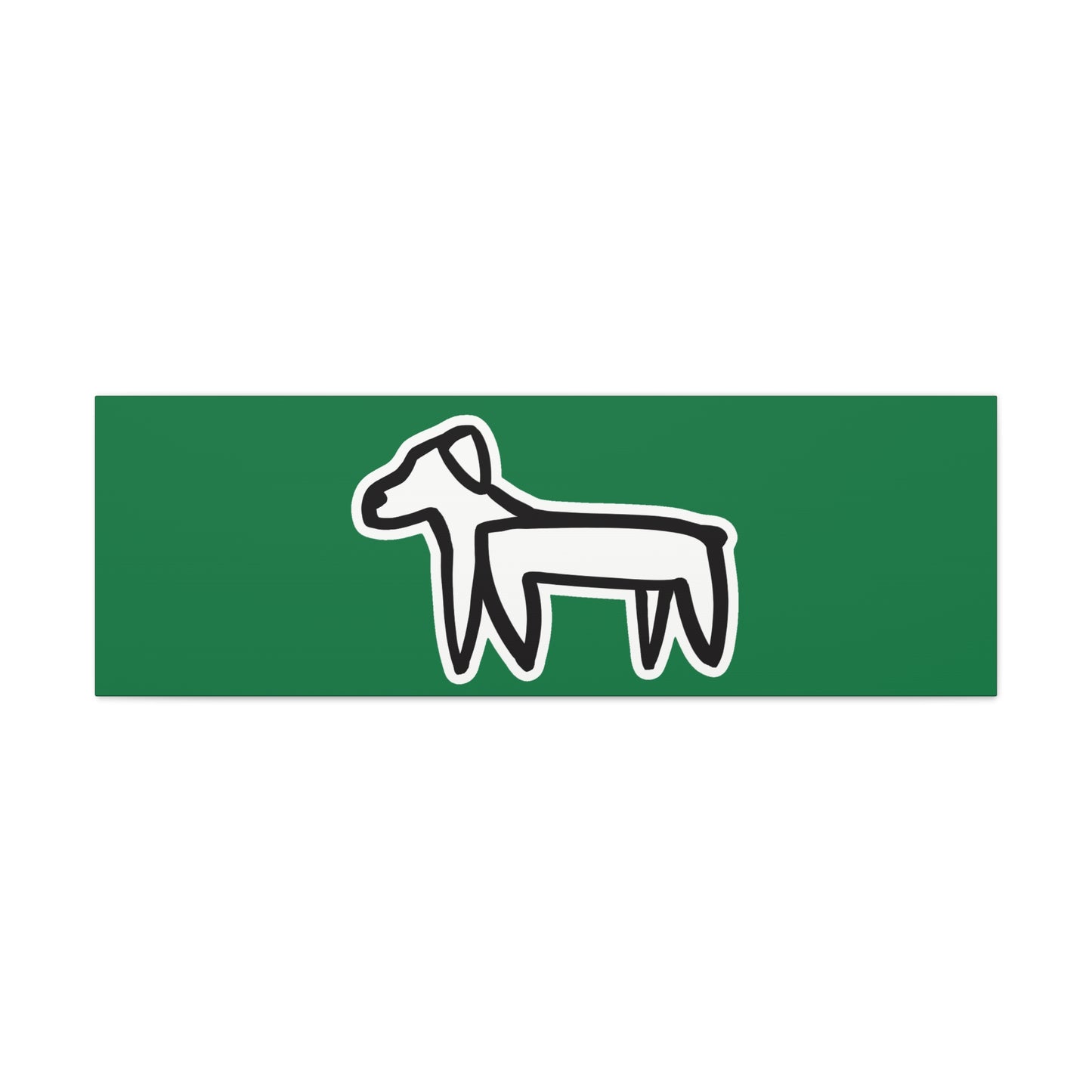 Dog Canvas Print on Green (Sticker Style White Dog) - Dog Art Print