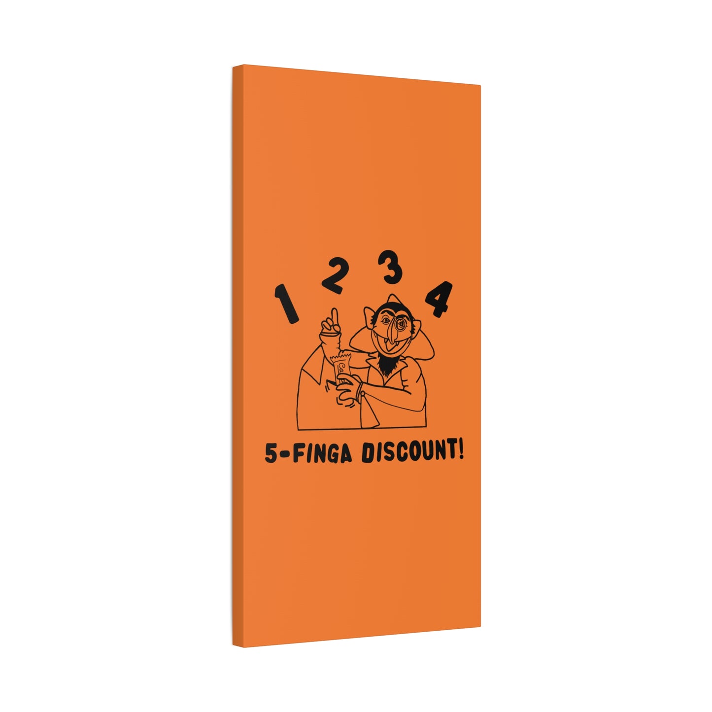 Five Finger Discount Outline Canvas Print Light Orange - Sesame Street The Count Parody Art Print