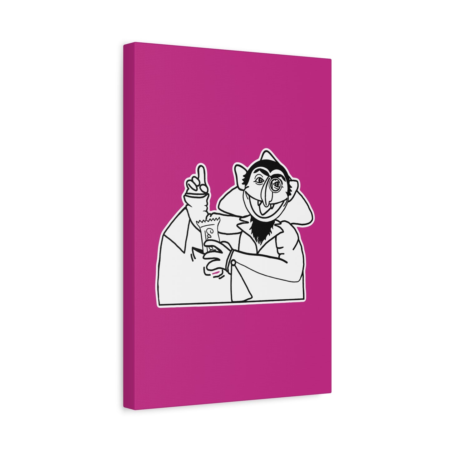 The Count Stealing Candy Outline Canvas Print Pink - Sesame Street The Count Parody Art