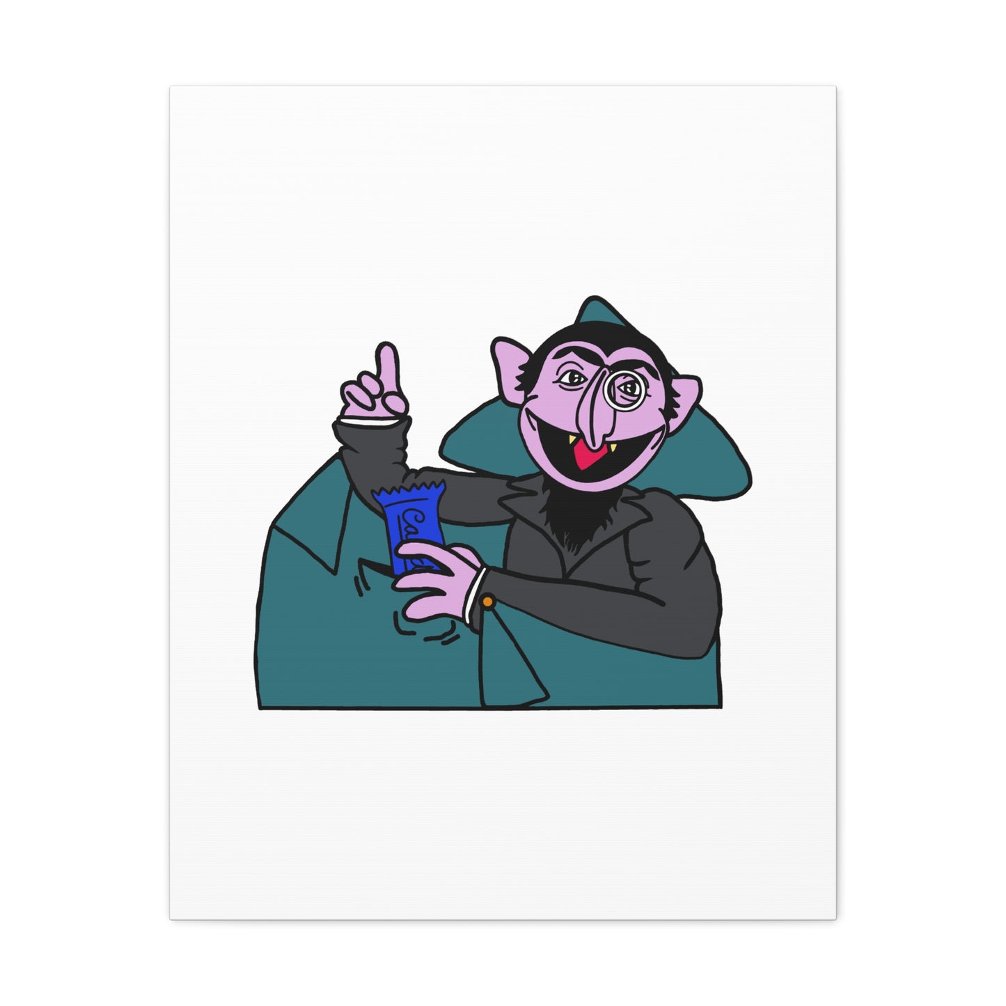 The Count Stealing Candy Canvas Print White - Sesame Street The Count Parody Art