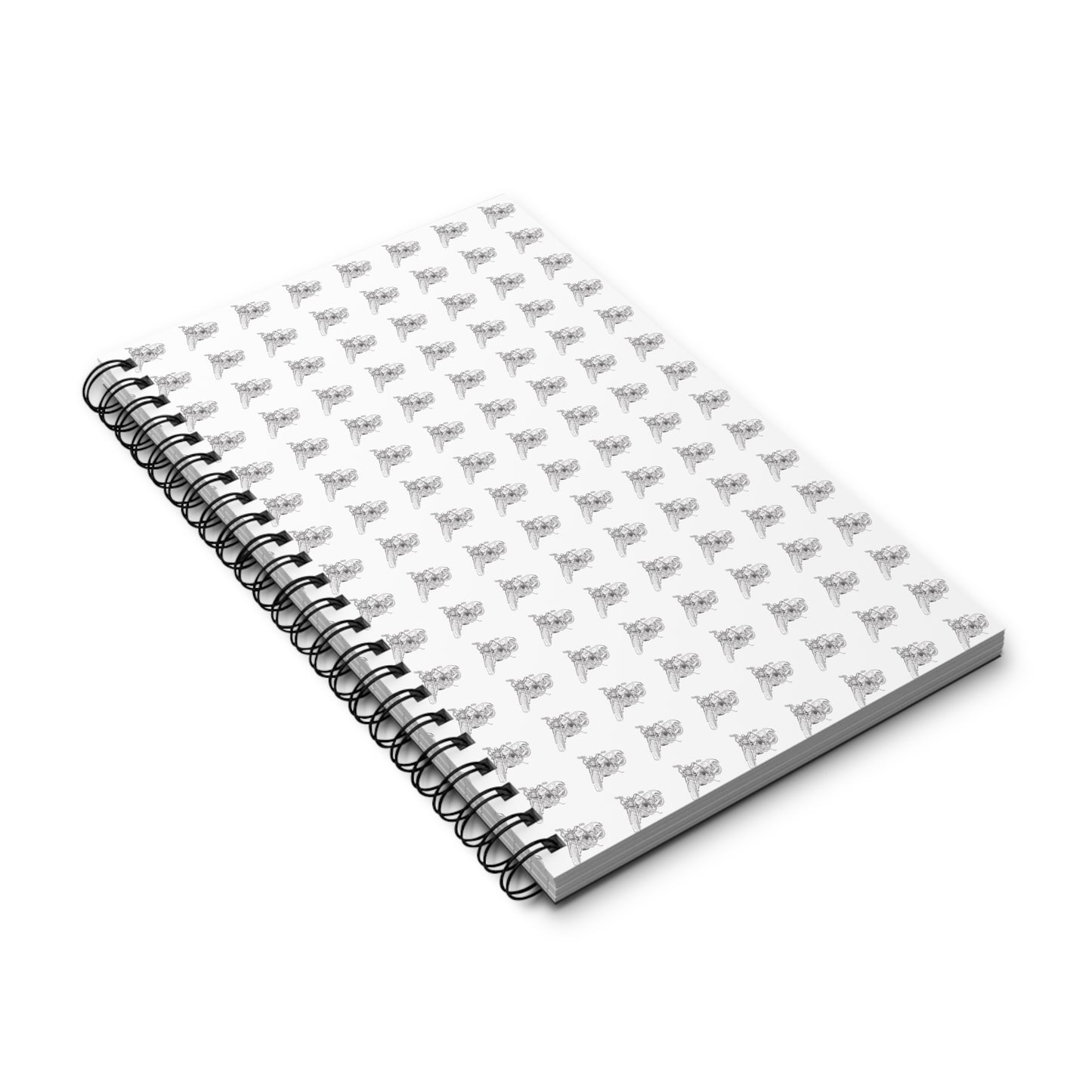 Motorcycle Pattern Spiral Notebook White