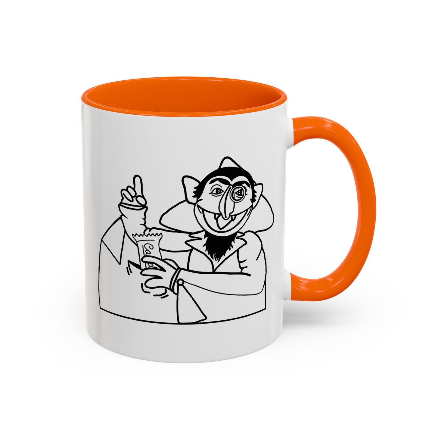 The Count Stealing Candy Outline Accent Mug - Sesame Street The Count Parody Coffee Mug