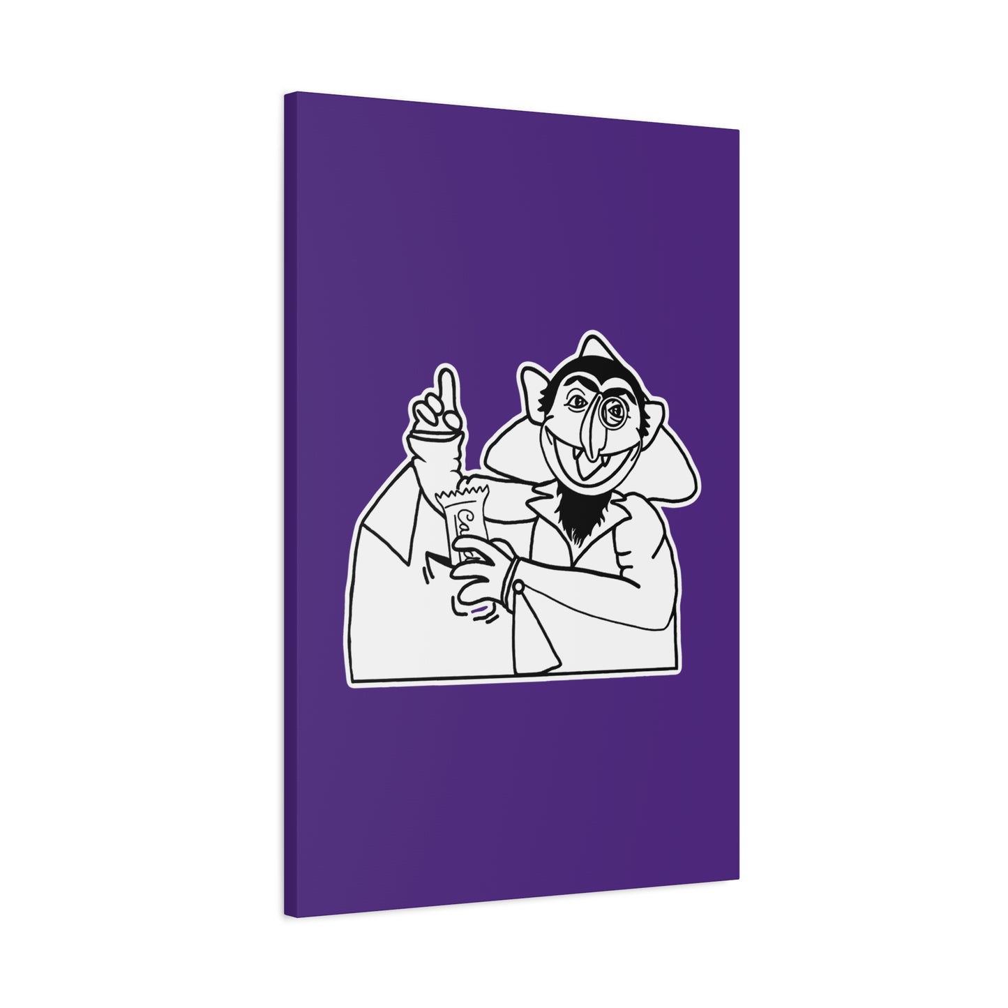 The Count Stealing Candy Outline Canvas Print Purple - Sesame Street The Count Parody Art