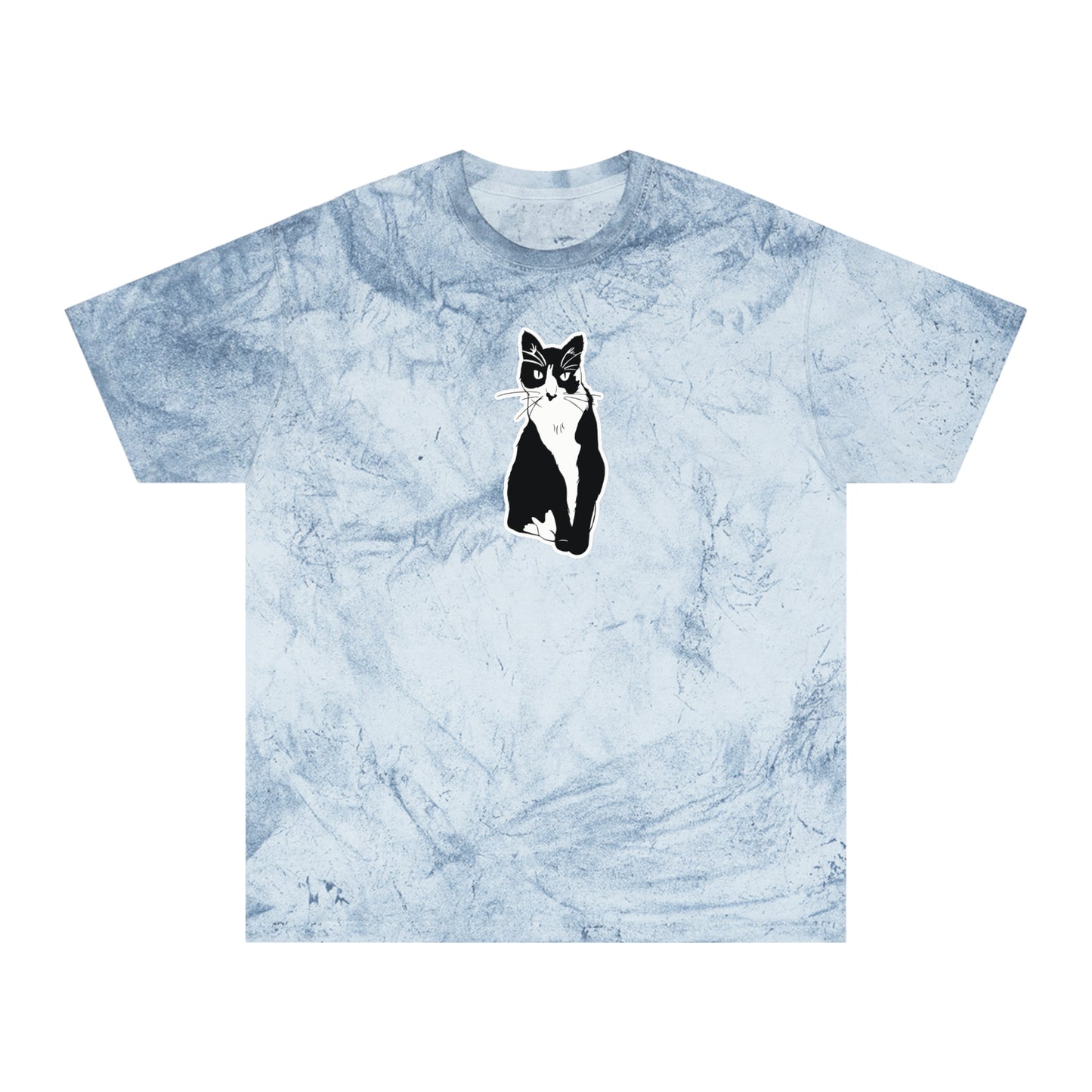 Cat Color Blast Tee (Sticker Style Cat) - Cat Drawing Shirt