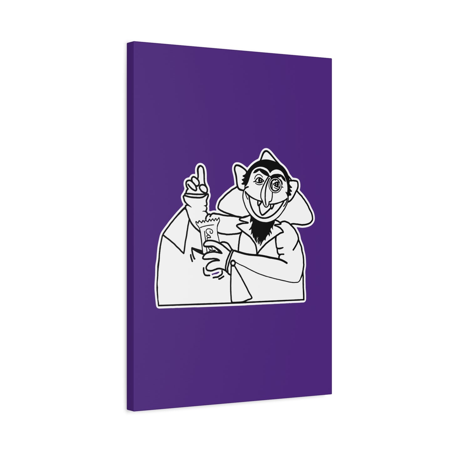 The Count Stealing Candy Outline Canvas Print Purple - Sesame Street The Count Parody Art