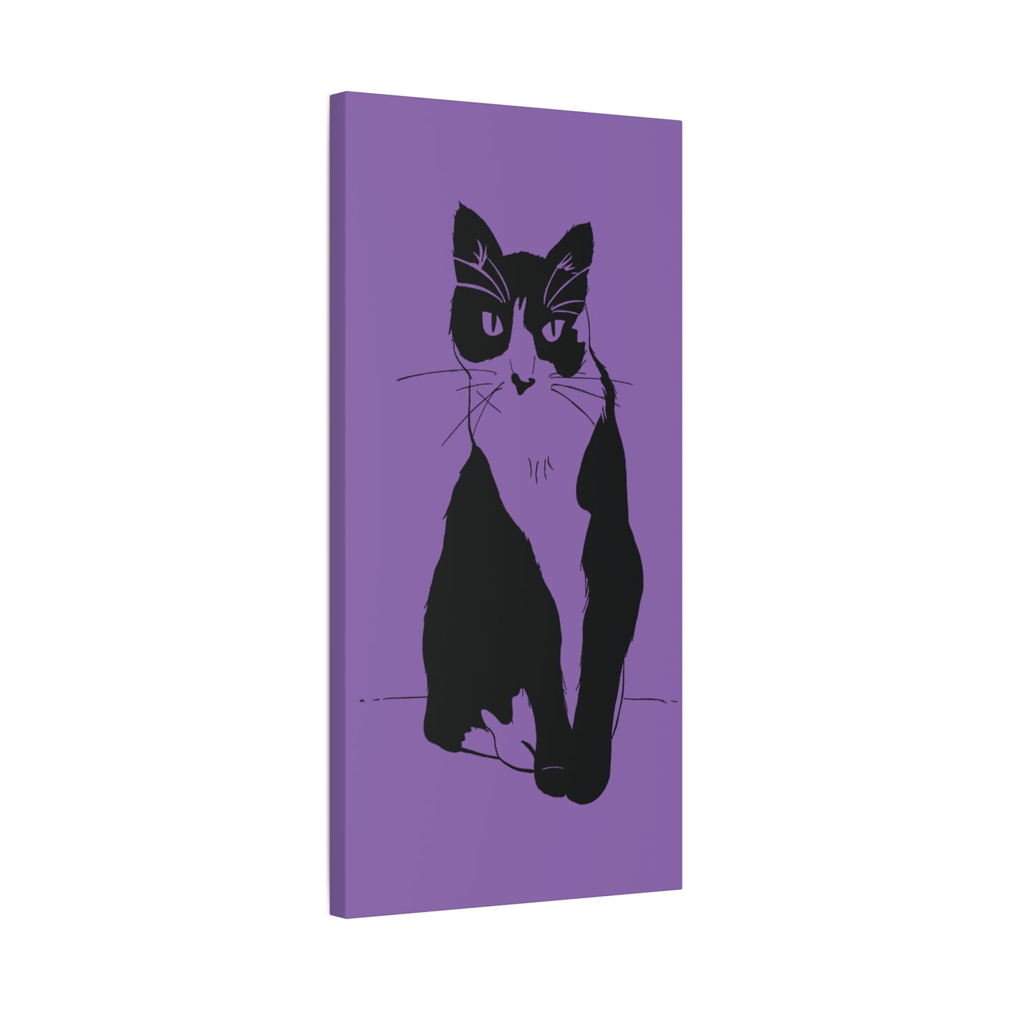 Cat Canvas Print on Purple (Transparent Style Cat) - Cat Drawing Art