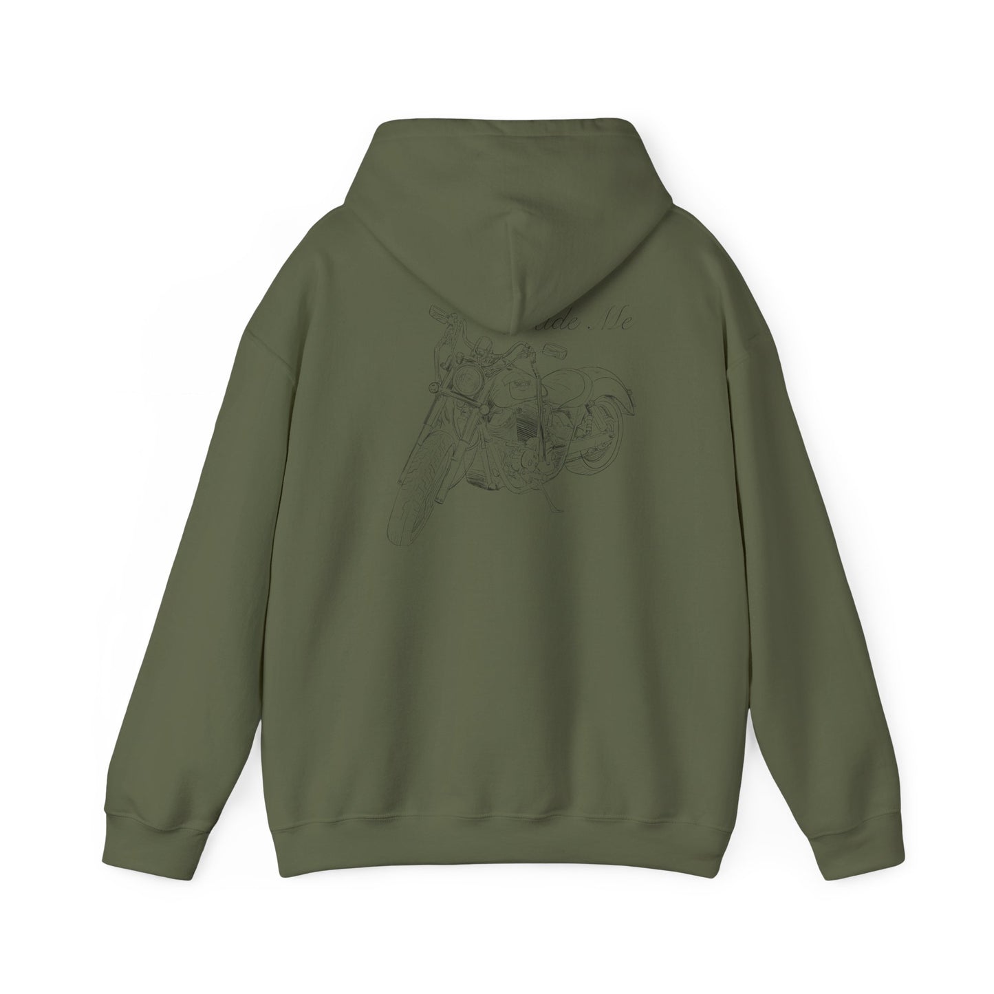 Ride Me Harley Motorcycle Drawing Hoodie Sweatshirt - Back Design