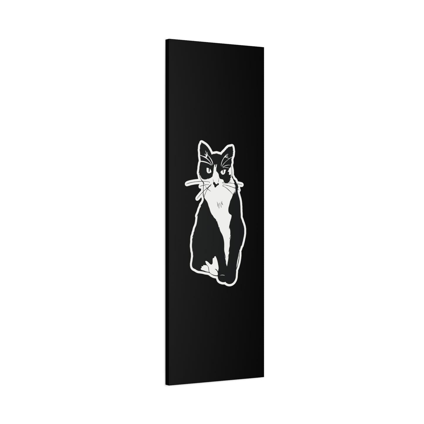 Cat Canvas Print on Black (Sticker Style Cat) - Cat Drawing Art