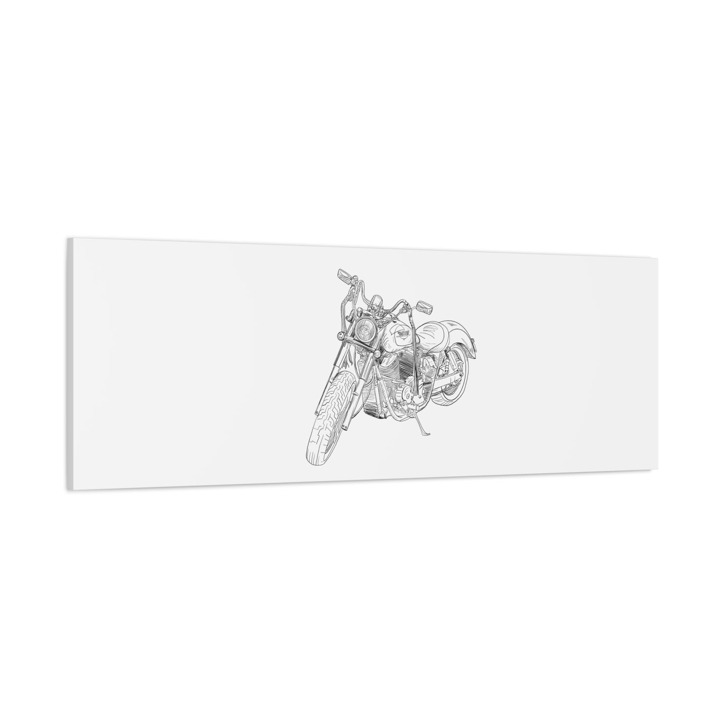 Ride Me Harley Motorcycle Sketch Canvas Print - Black Ink on White Background